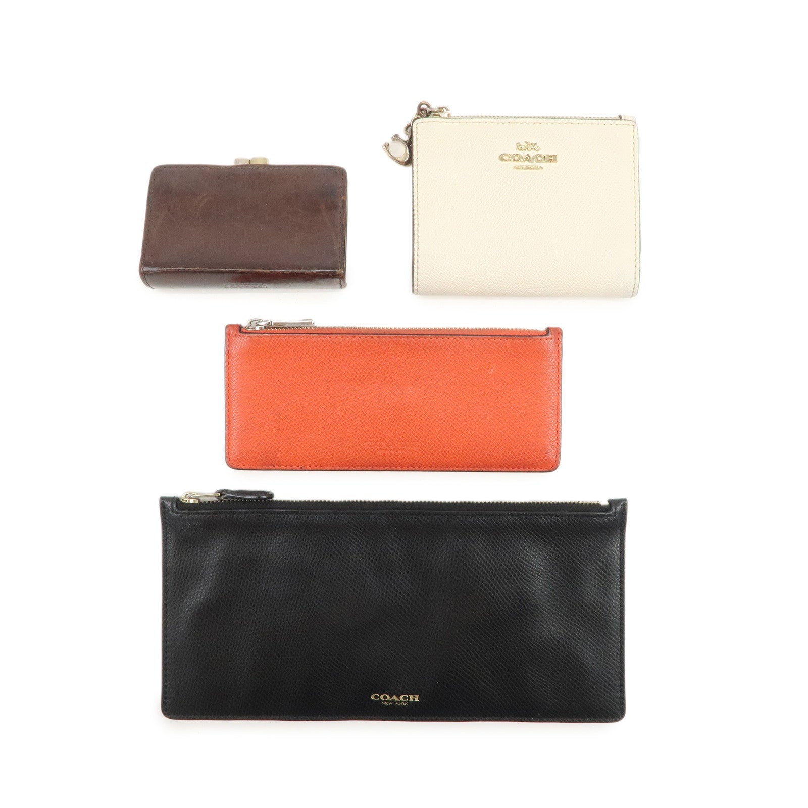 COACH Set of 3 Pouch Wallet Coin Case Brown Light Blue Black Ivory