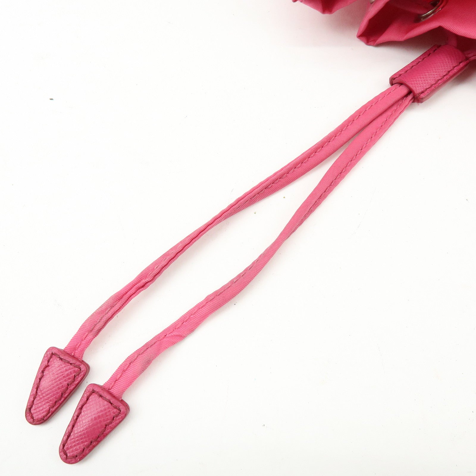 PRADA Triangle Logo Nylon Leather Drawstring Pouch Pink 1N0369