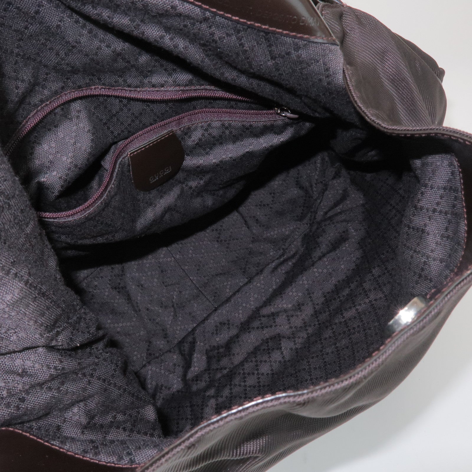 GUCCI Bamboo Nylon Canvas Leather 2Way Hand Shoulder Bag 001.2404