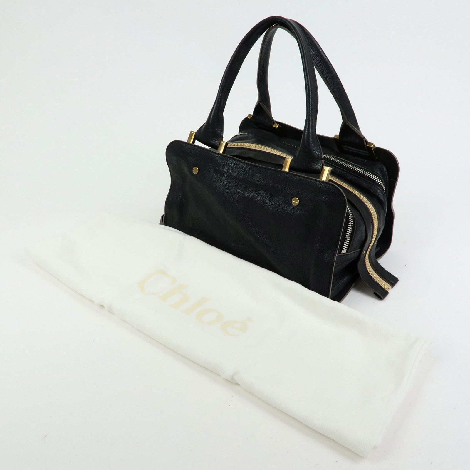 Chloe Dalston Leather Boston Bag Hand Bag Black