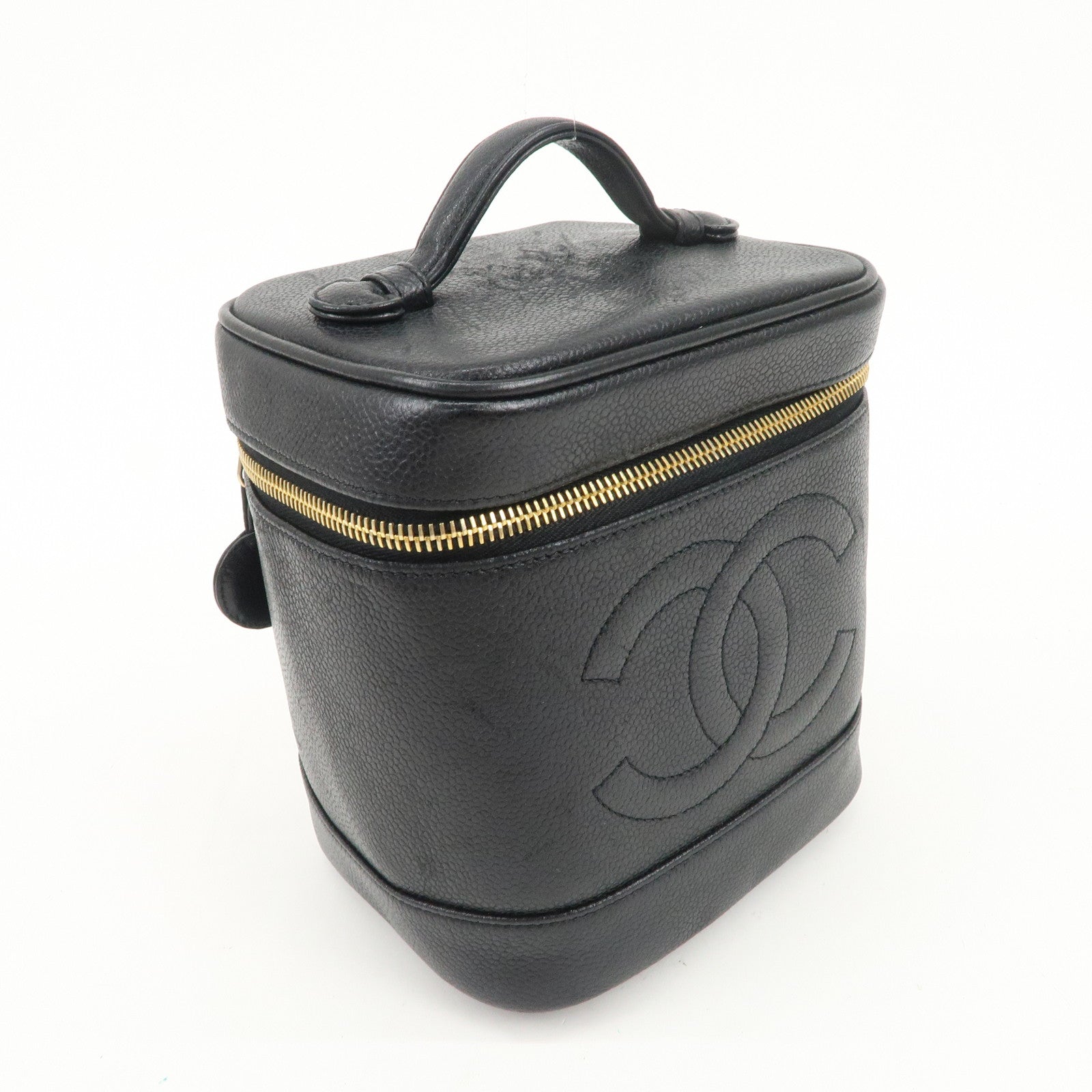 CHANEL COCO Mark Caviarskin Vanity Bag Hand Bag Black A01998