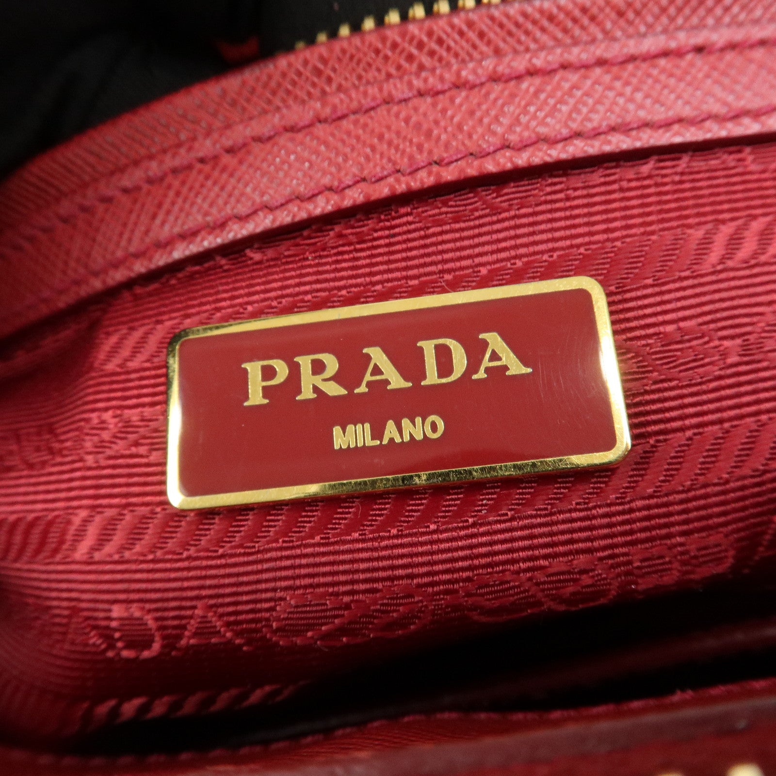 PRADA Triangle Logo Saffiano Leather Galleria 2WAY Bag Red BN1874