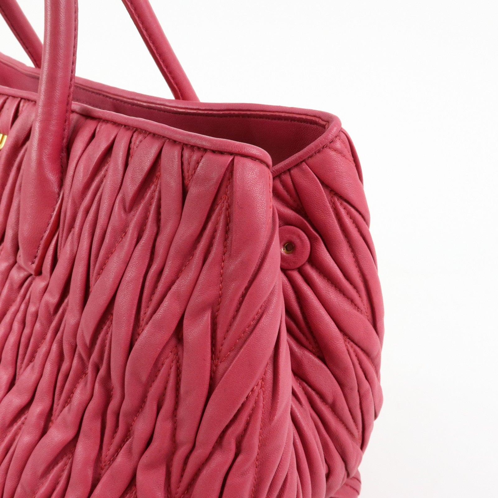 MIU MIU Matelasse Leather Tote Bag Shoulder Bag Hand Bag Pink