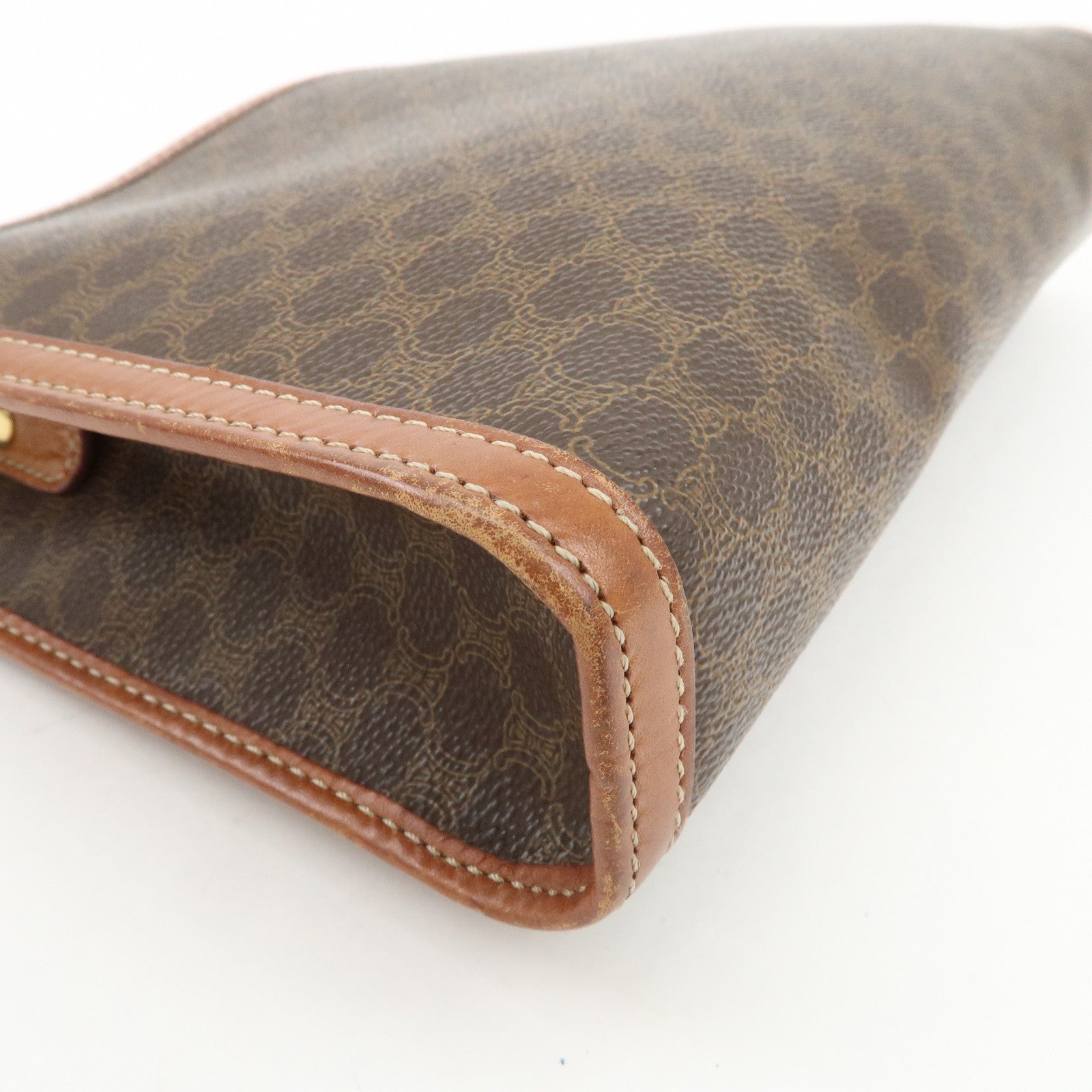 CELINE Macadam PVC Logo Leather Clutch Bag Brown