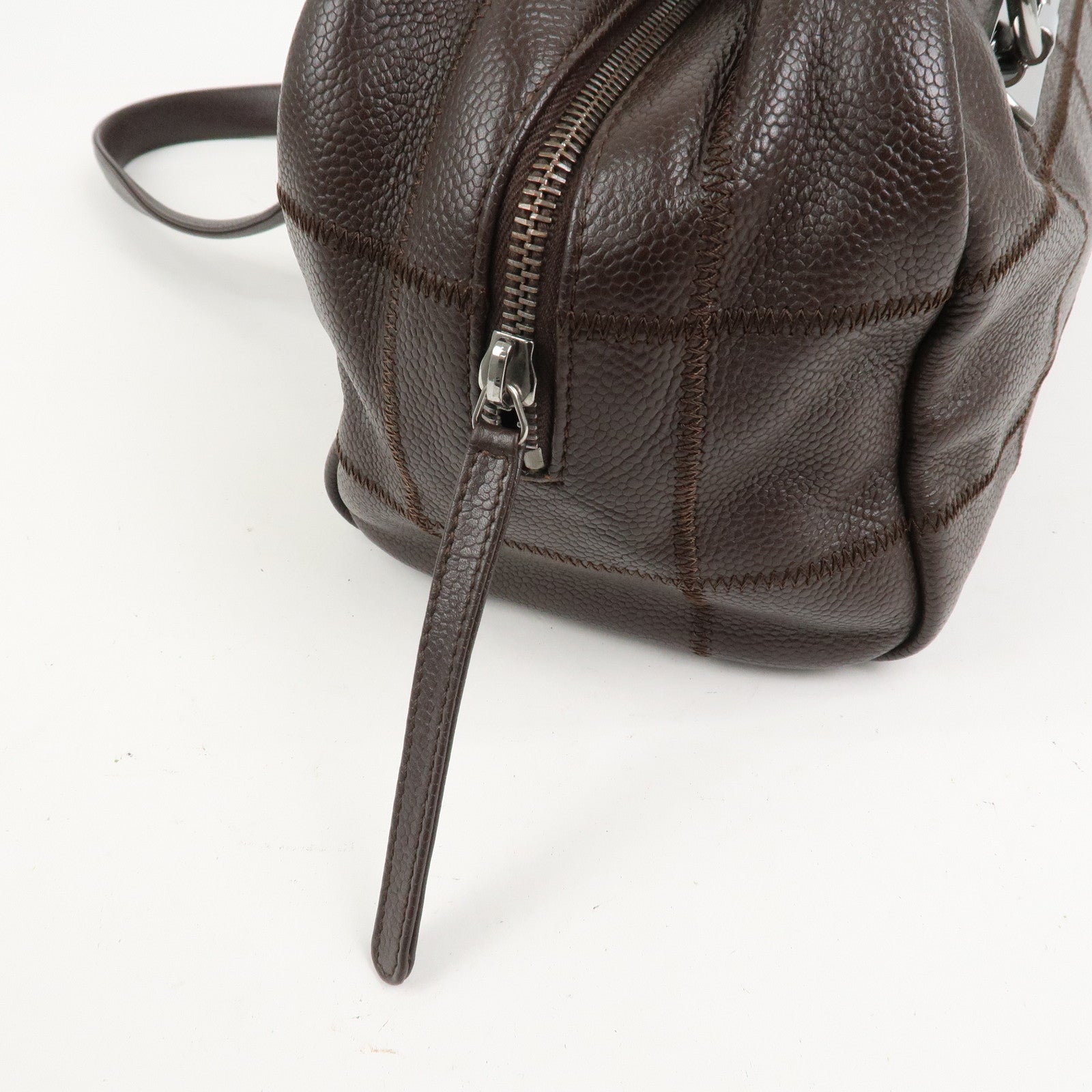 CHANEL Chocolate Bar Caviarskin Boston Bag Shoulder Bag Brown A26135