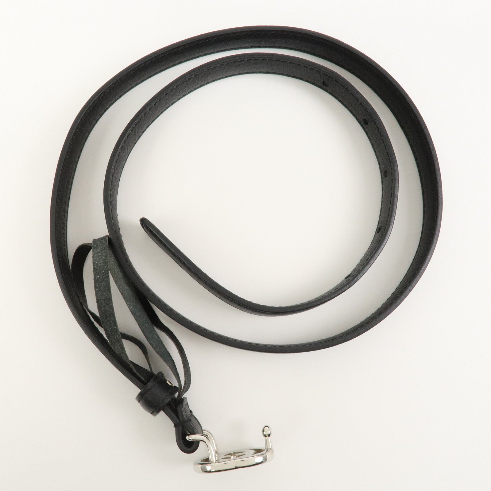 GUCCI Interlocking G Leather Belt Black Silver  69-79cm 214351