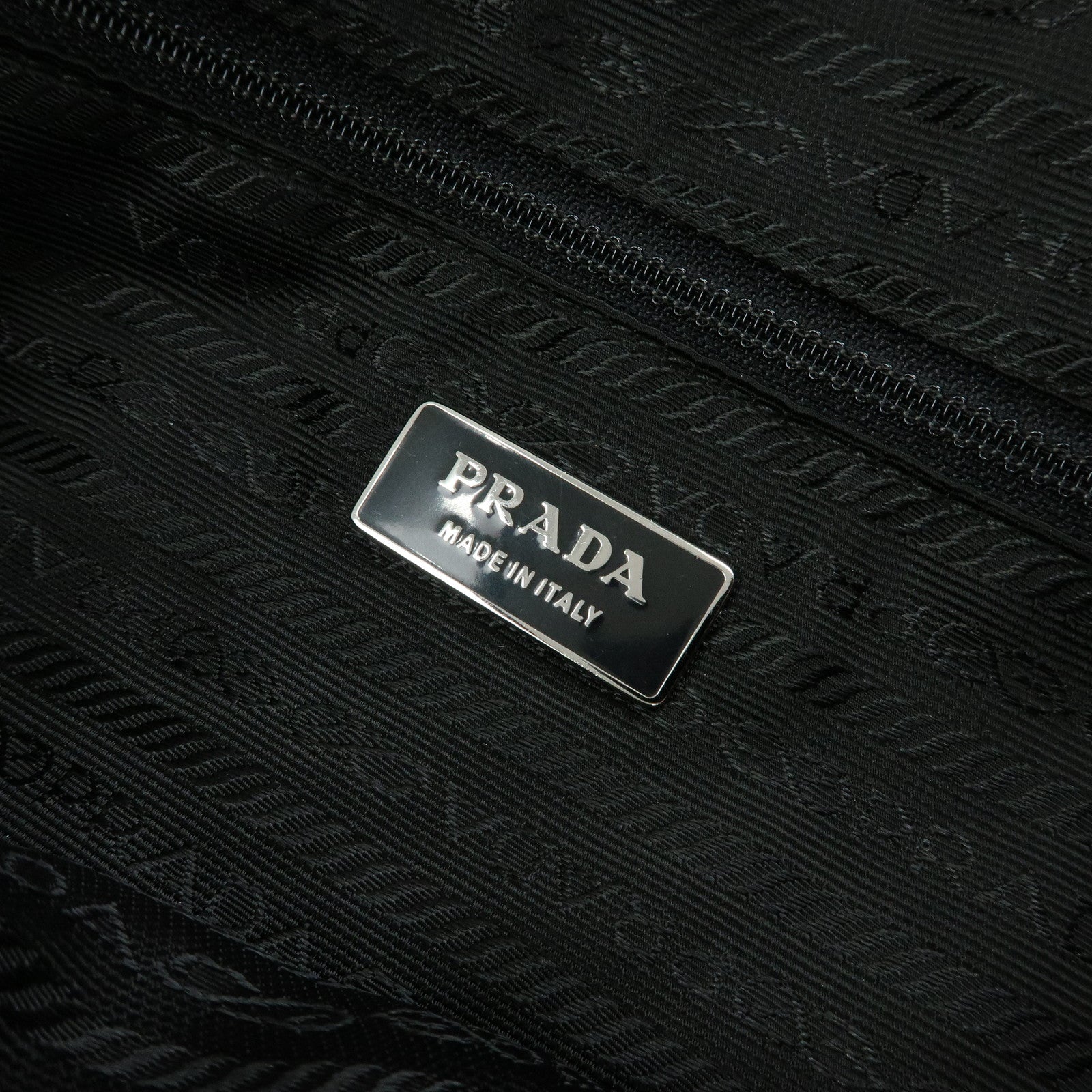PRADA Triangle Logo Nylon Leather Hand Bag Brown Black
