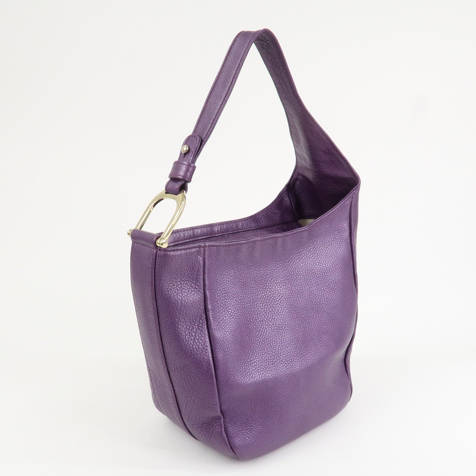 GUCCI Leather Shoulder Bag Hand Bag Metallic Purple 268749