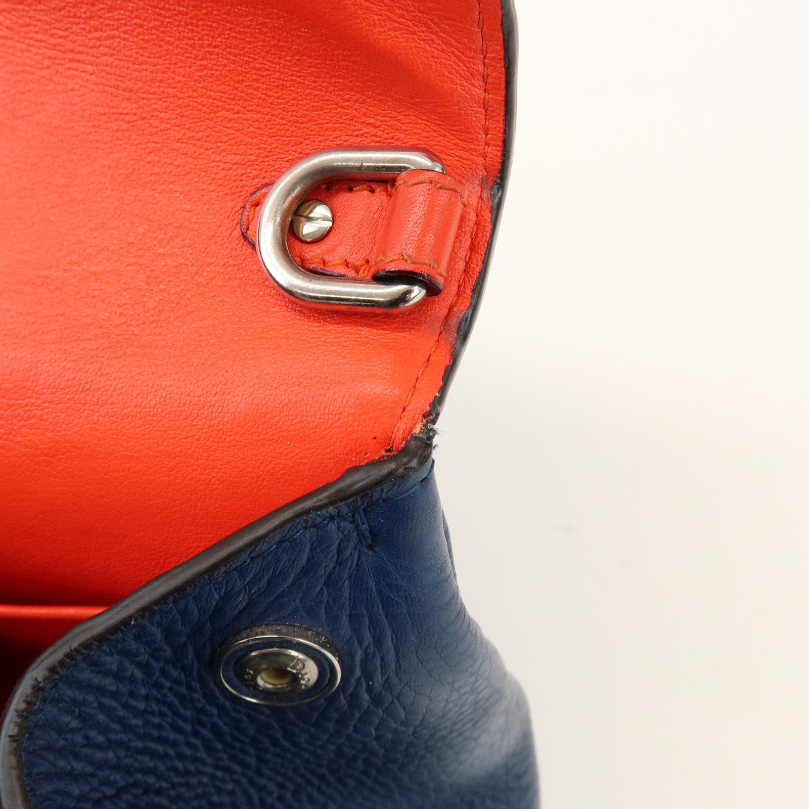 Christian Dior 2Way Leather Hand Bag Top Handle Bag Blue