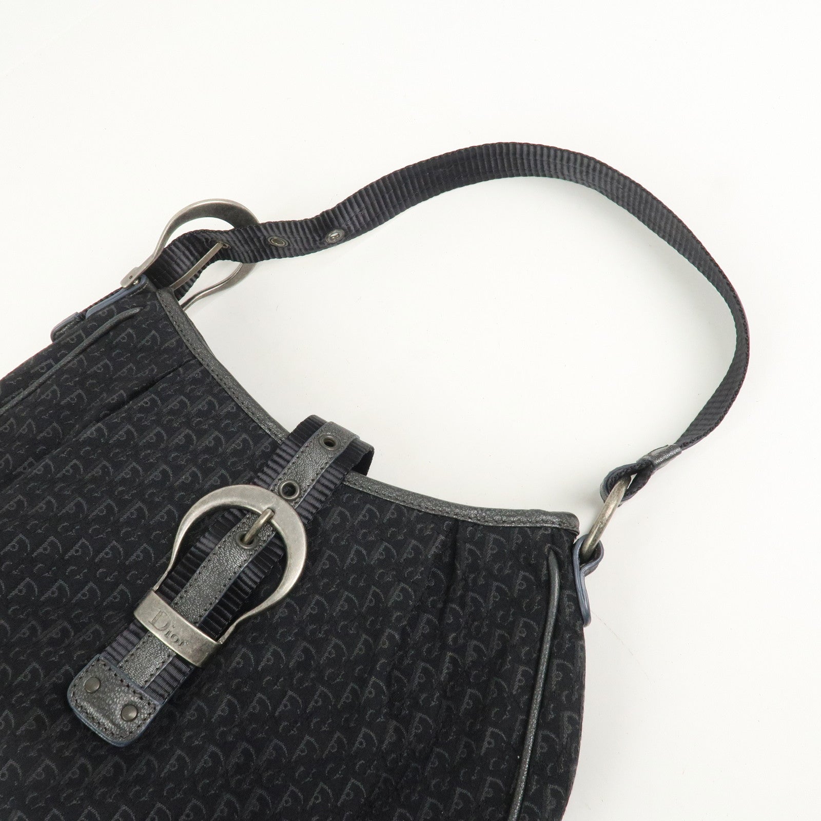 Christian Dior Trotter Canvas Leather Shoulder Bag Hand Bag Black