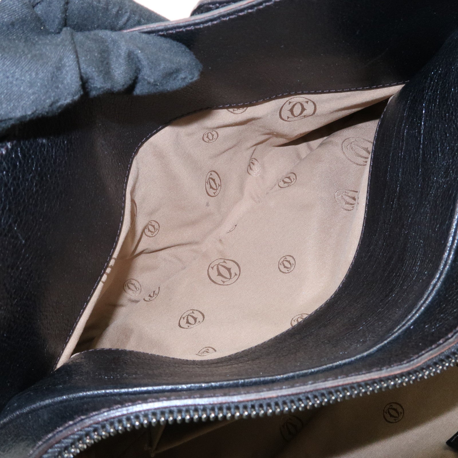 Cartier Must Line Calf Leather Marcello 2WAY Tote Bag Black