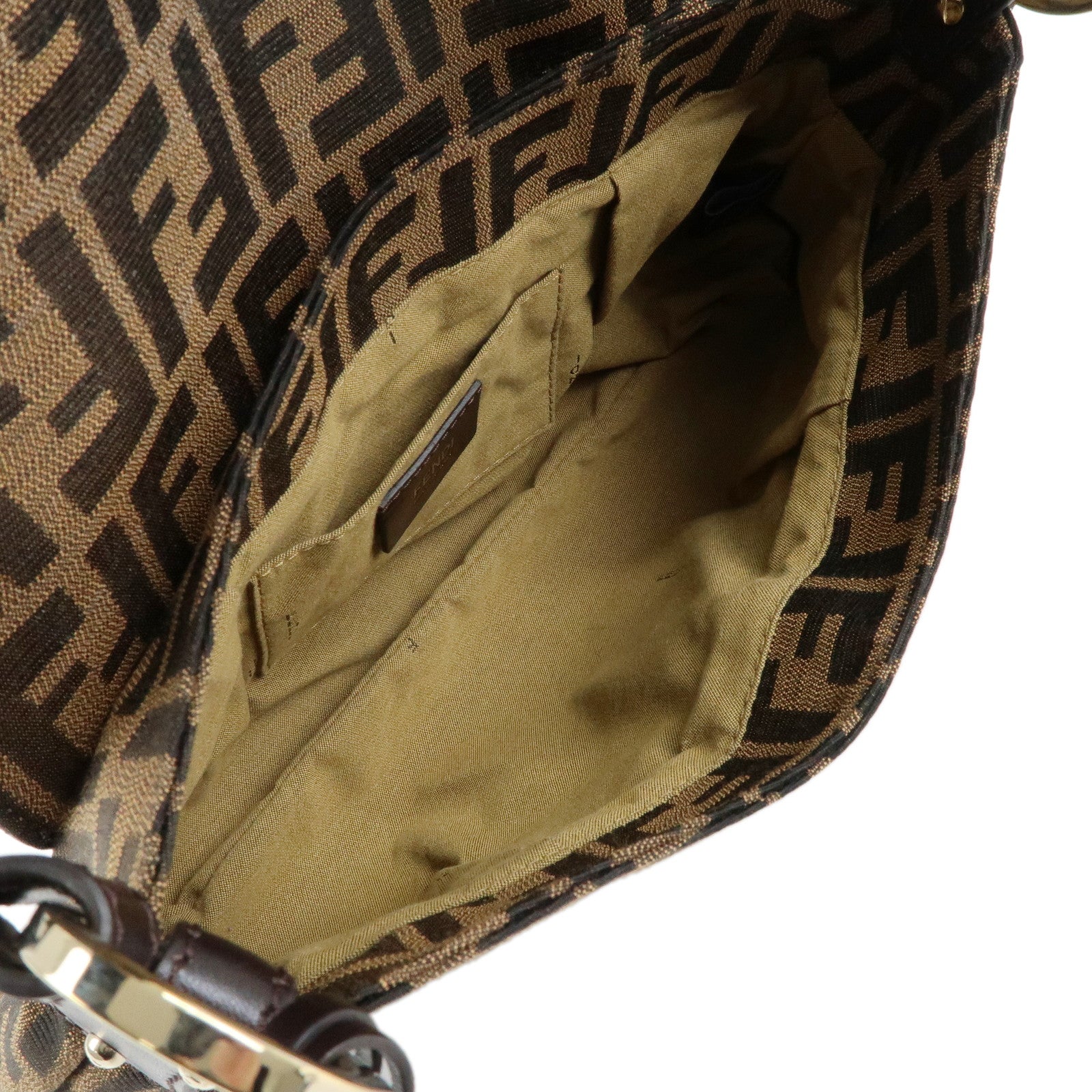 FENDI Zucca Canvas Leather Shoulder Bag Hand Bag Brown Black 8BR445