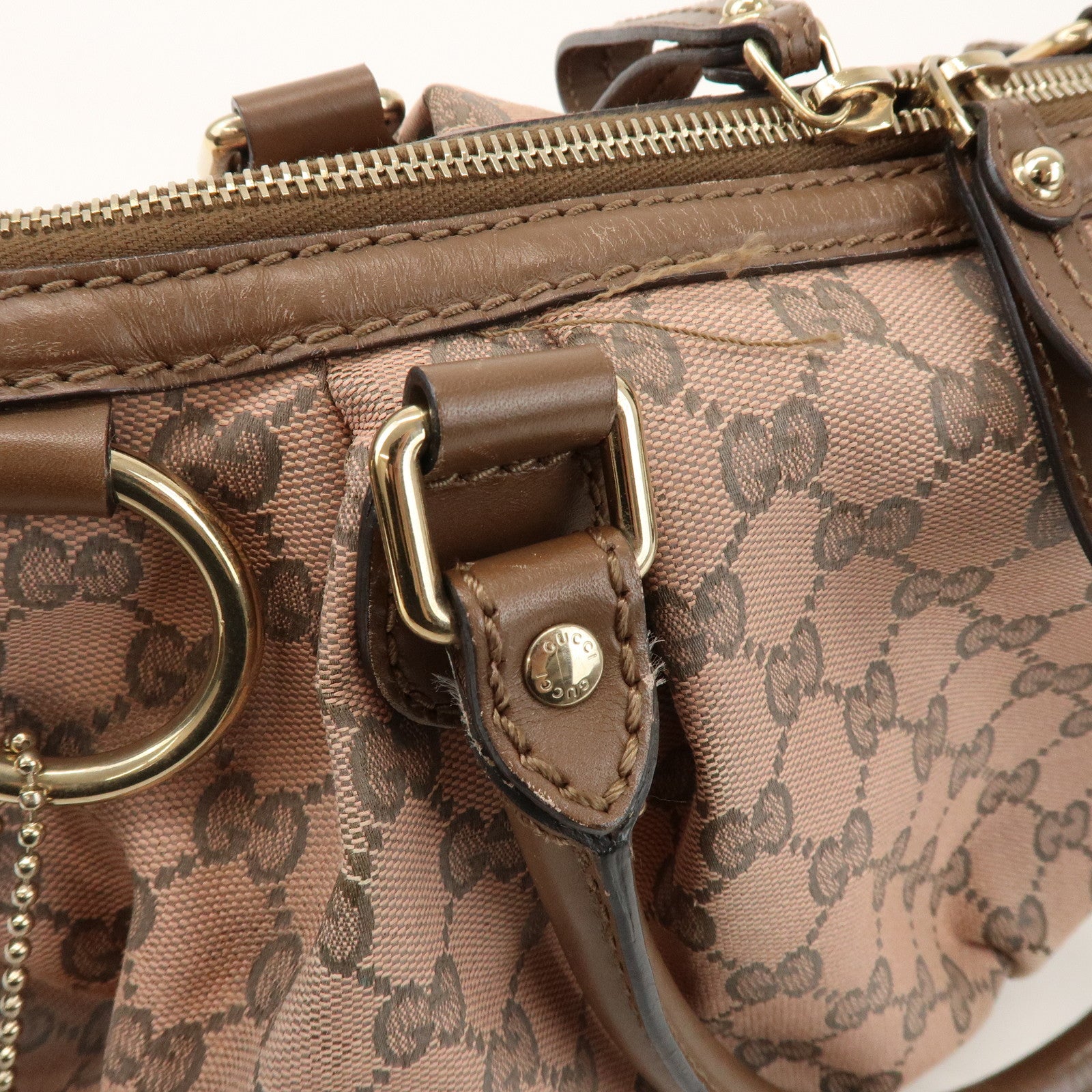 GUCCI Sukey Interlocking G GG Canvas Leather 2Way Bag Pink 247902