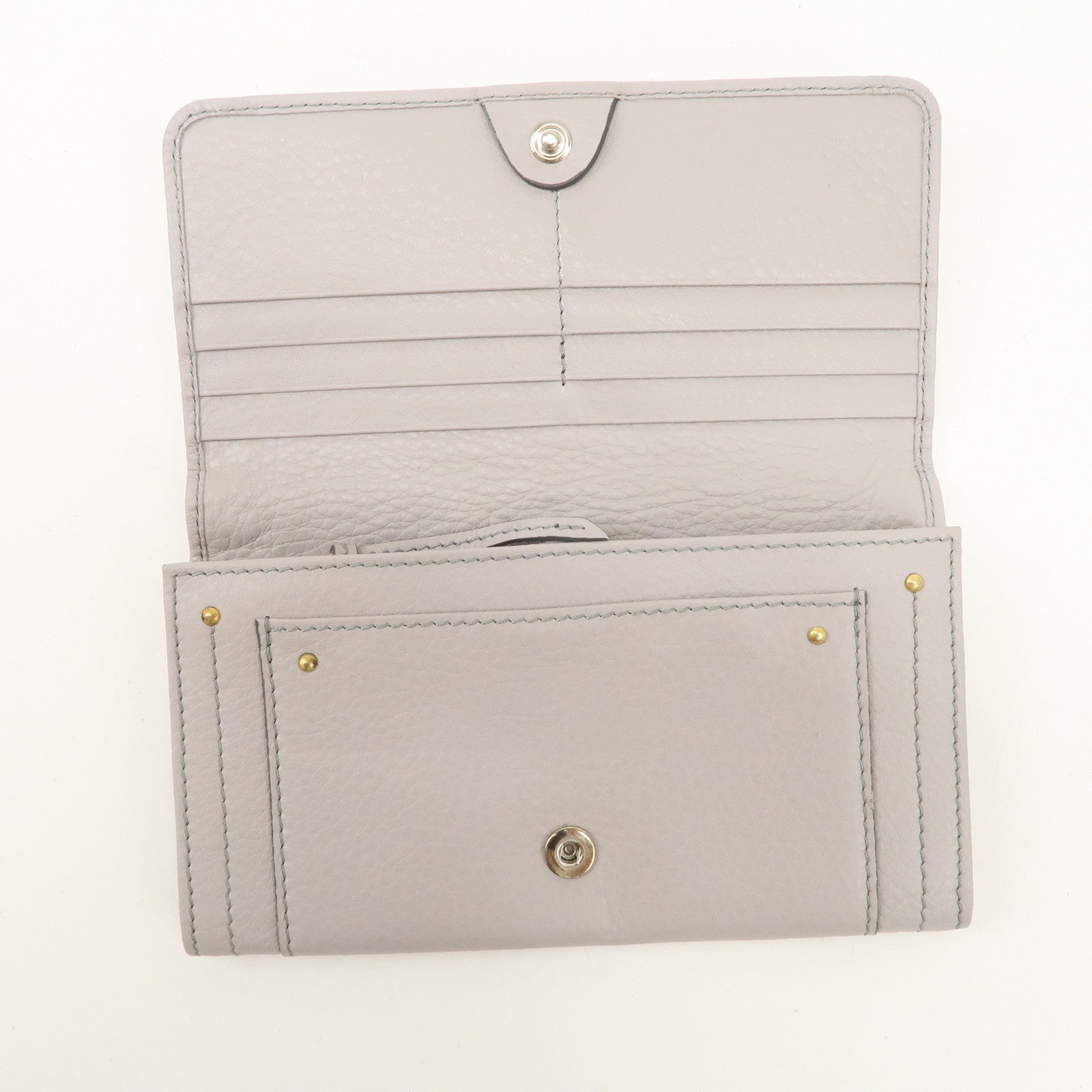 Chloe Paddington Leather Bi-fold Long Wallet Gray Used