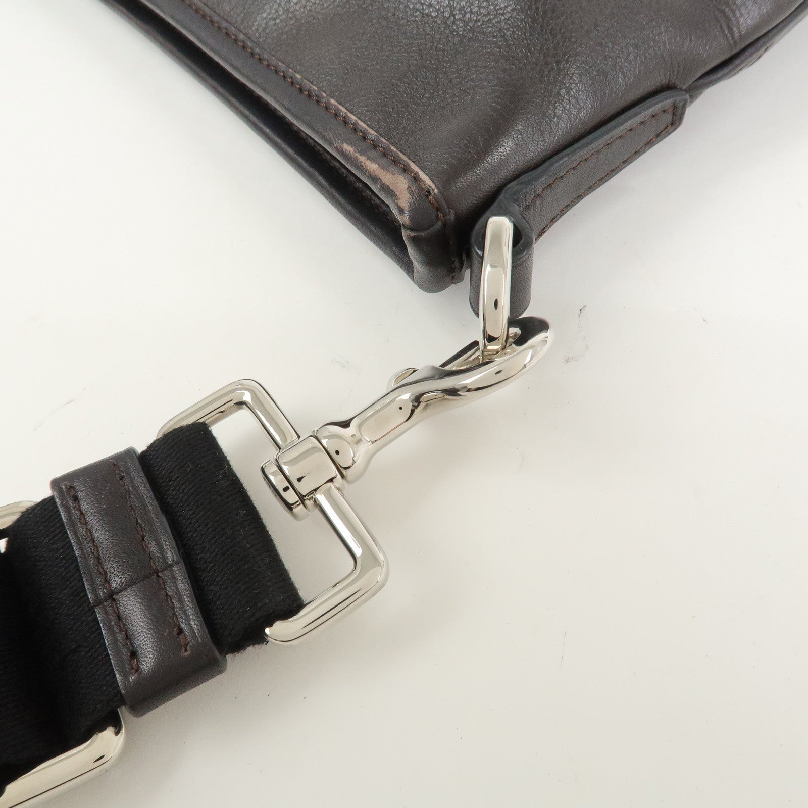 LOEWE Anagram Leather Shoulder Bag Crossbody Bag Dark Brown
