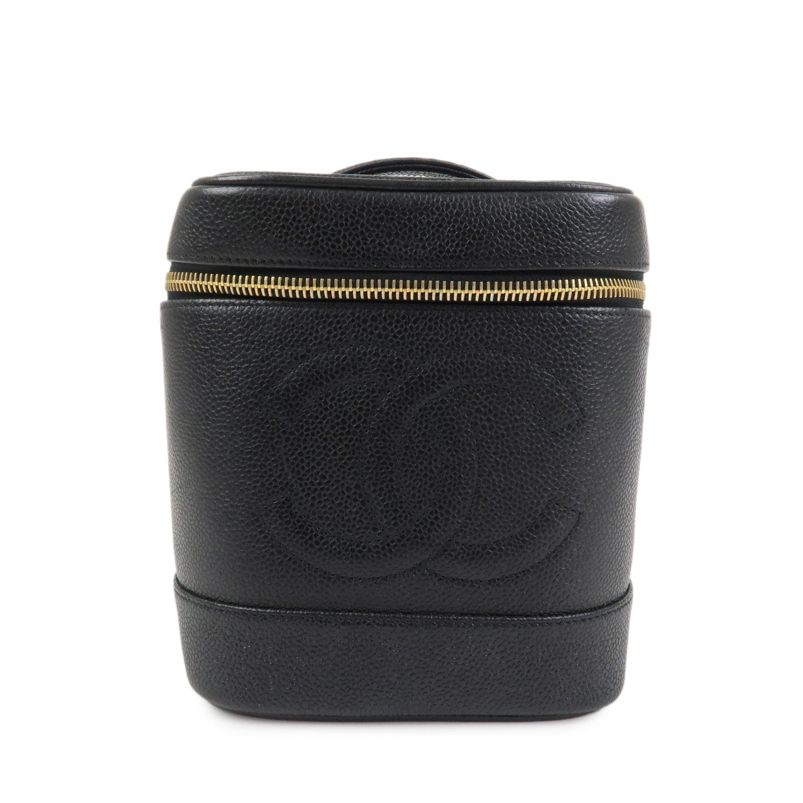 CHANEL COCO Mark Caviarskin Vanity Bag Hand Bag Pouch Black A01998