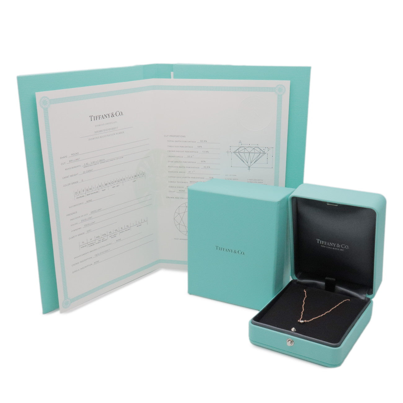 Tiffany & Co By The Yard 1P Diamond Necklace K18 750PG Rose Gold