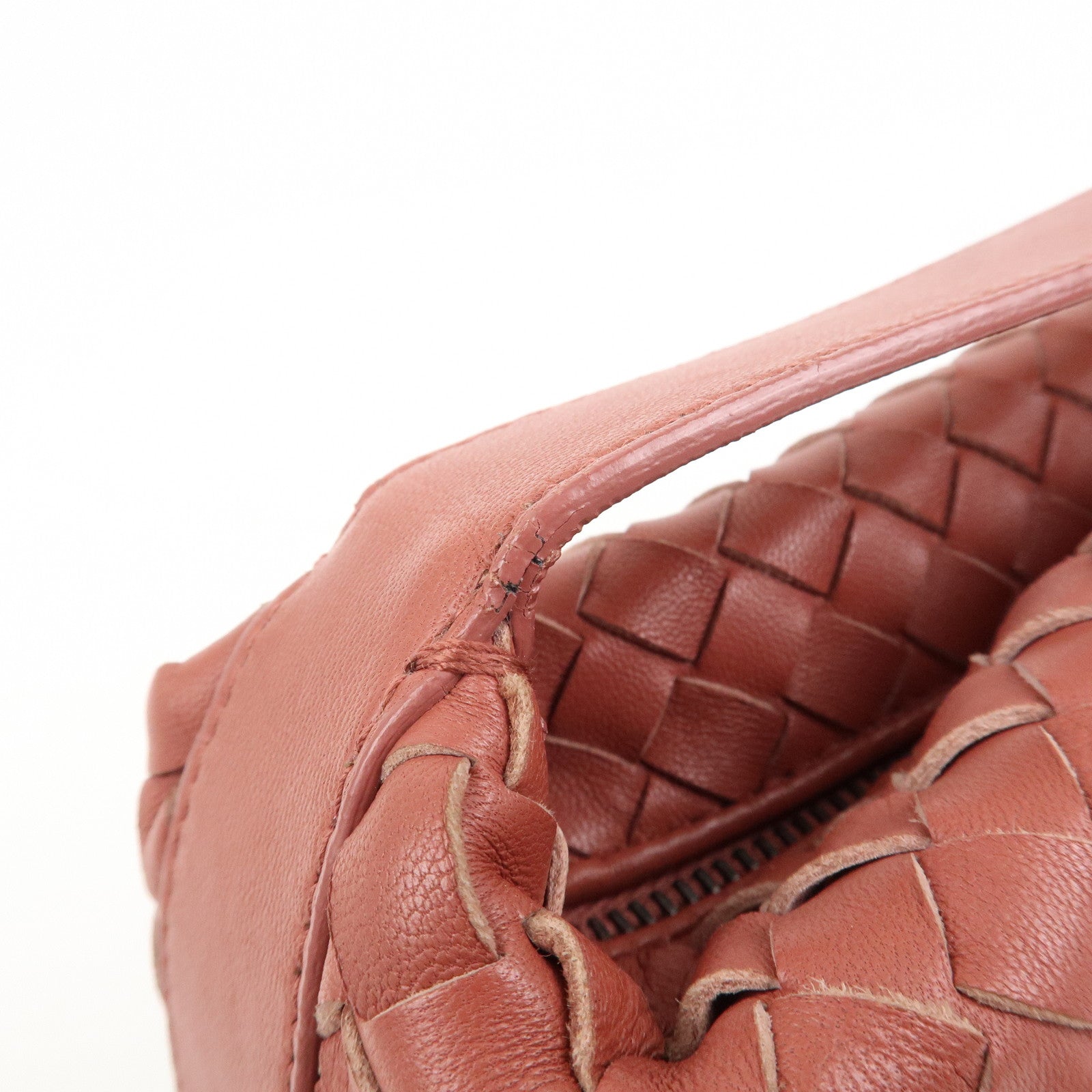 BOTTEGA VENETA Intrecciato Leather Shoulder Bag Hand Bag Red