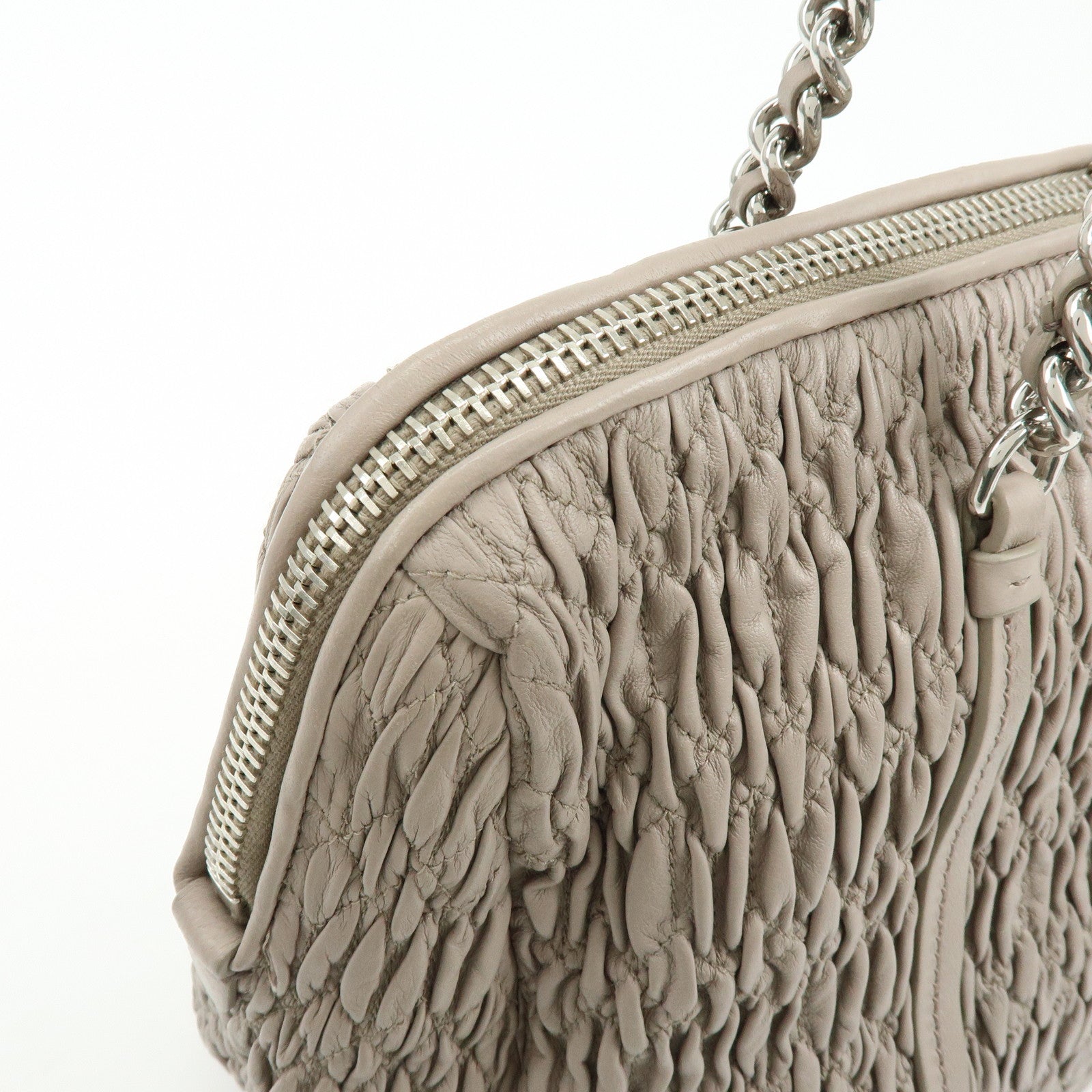 MIU MIU Matelasse Nappa Leather Tote Bag Shoulder Bag Gray