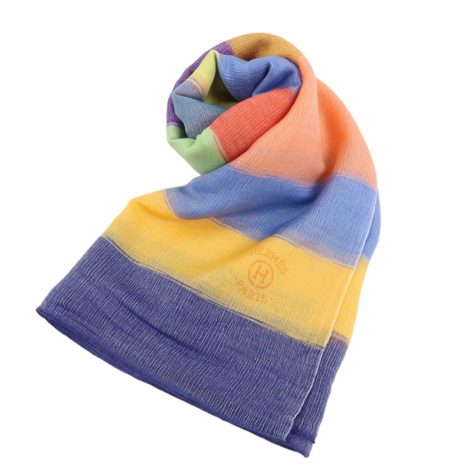 HERMES Cashmere Silk Shawl Scarf Multicolor