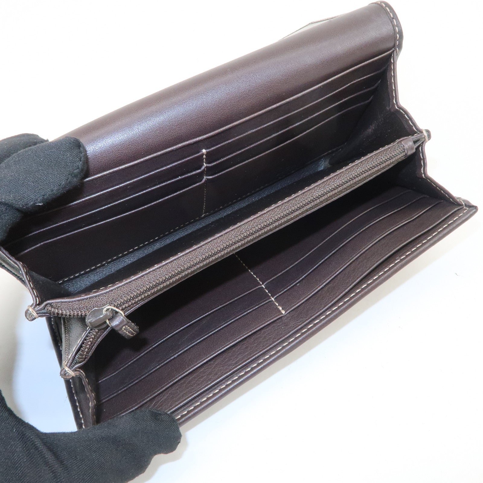 GUCCI Lovely Heart GG Canvas Leather Long Wallet Brown 251861