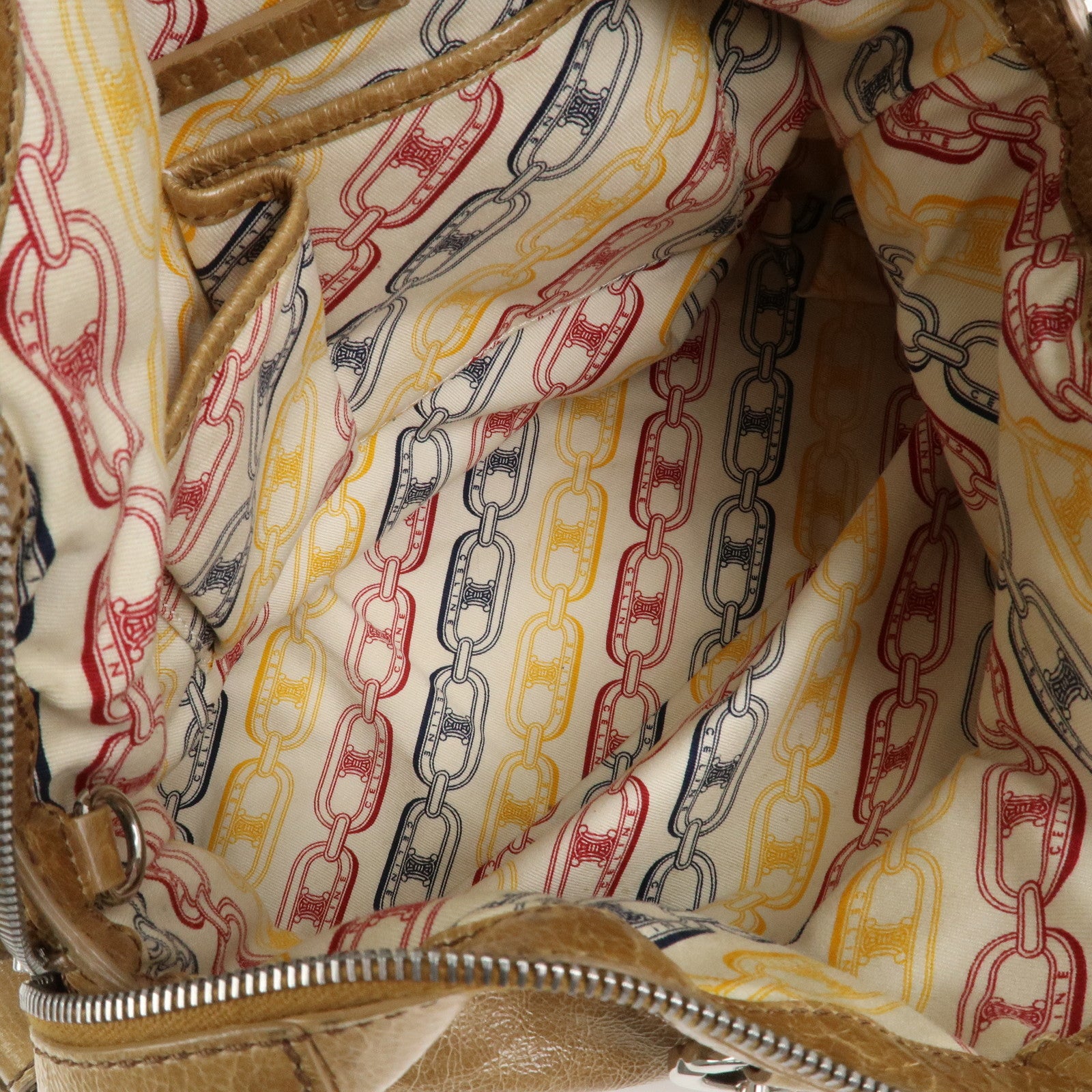 CELINE Macadam Patent Leather Shoulder Bag Tote Bag Light Brown