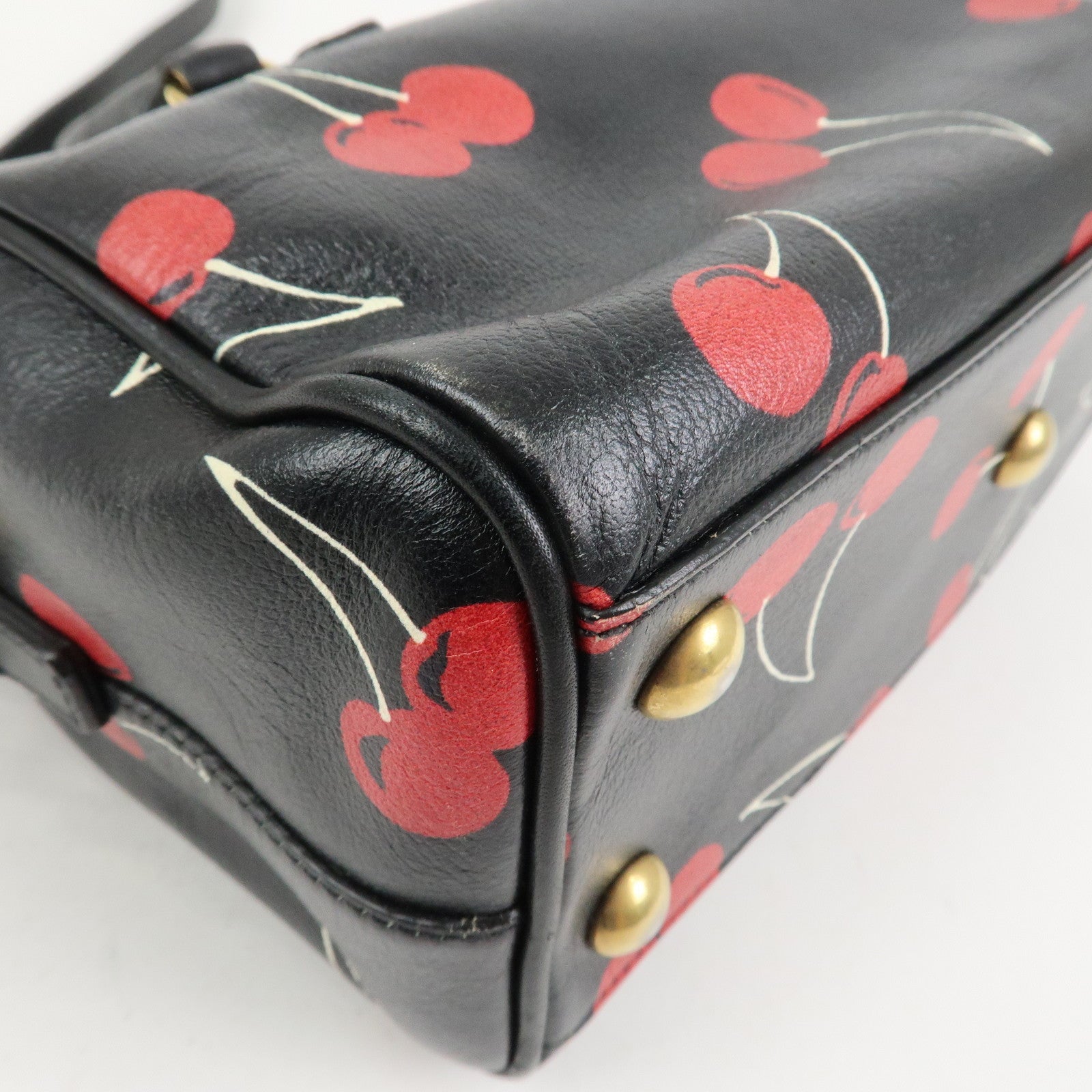SAINT LAURENT PARIS Baby Duffle Leather Cherry 2Way Hand Bag 330958