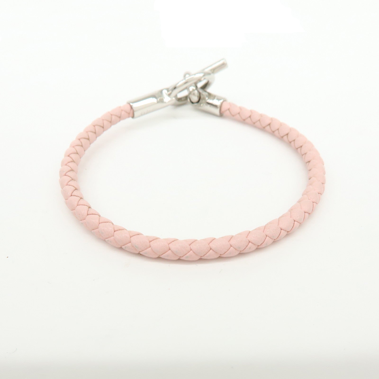 HERMES Glenan H Tresse en Veau Swift Leather Bracelet Light Pink