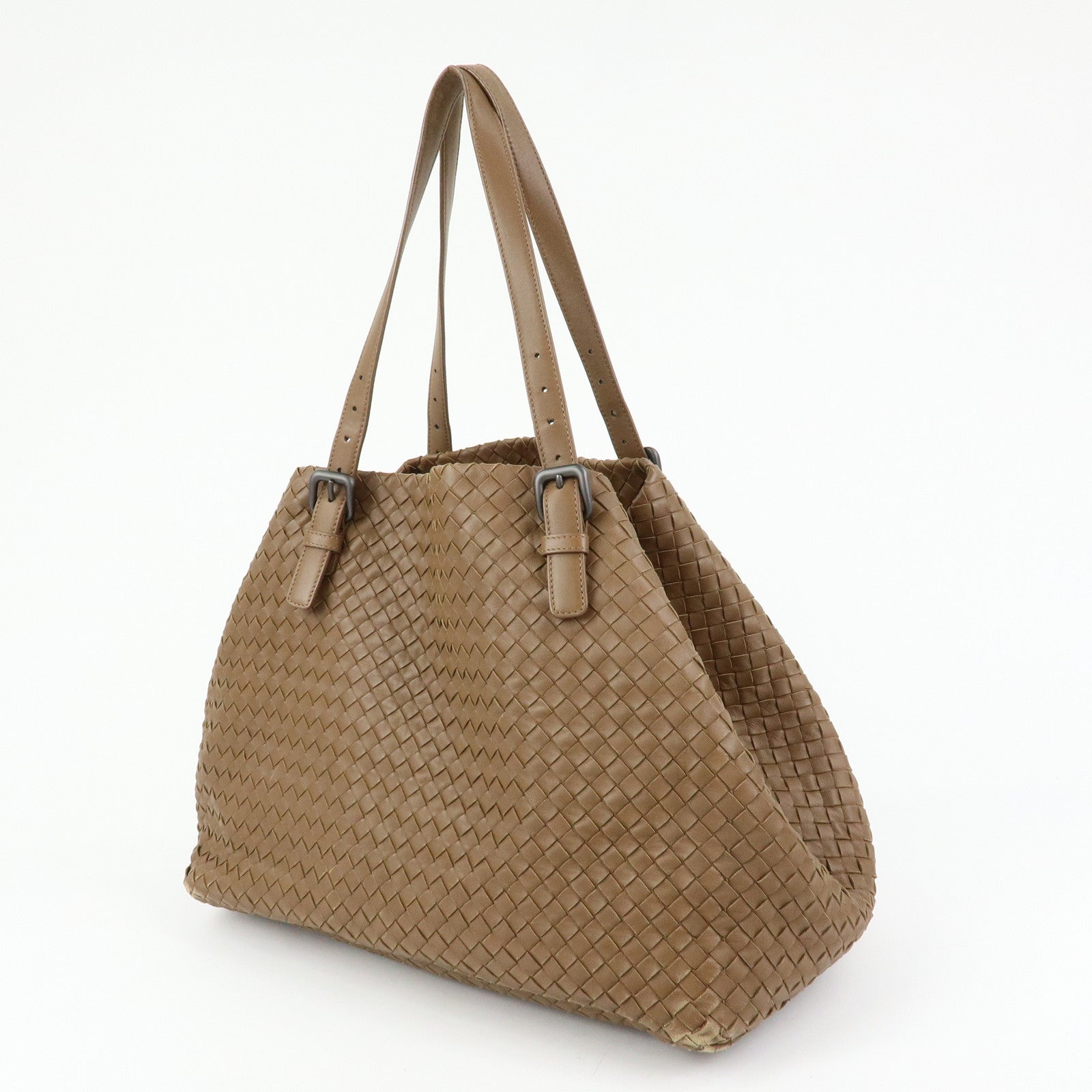 BOTTEGA VENETA Cesta Intrecciato Leather Shoulder Tote Bag Brown