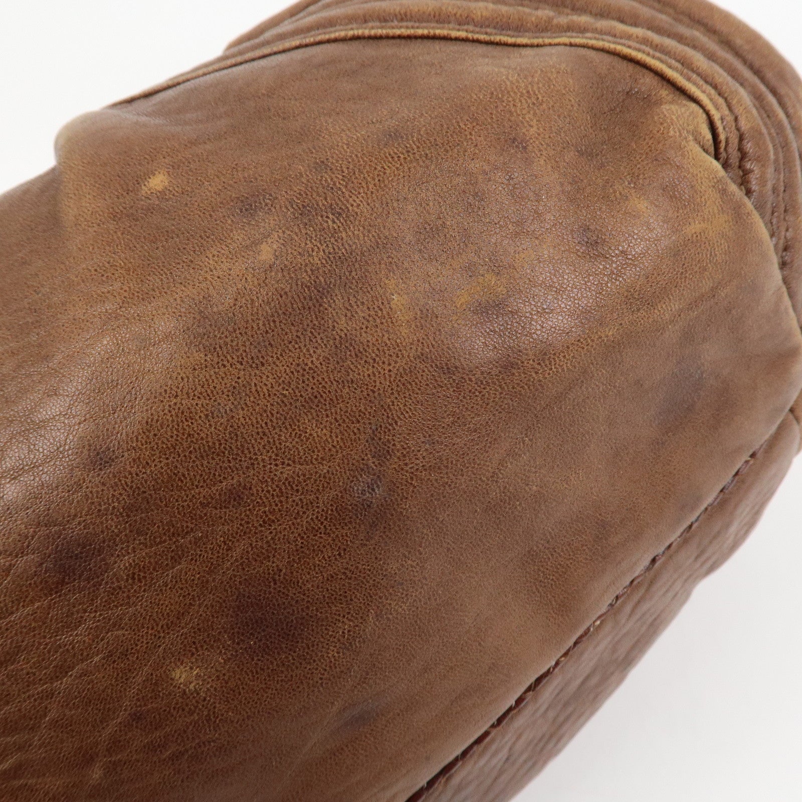 FENDI Logo Leather Mini Spy Bag Hand Bag Brown 8BL078