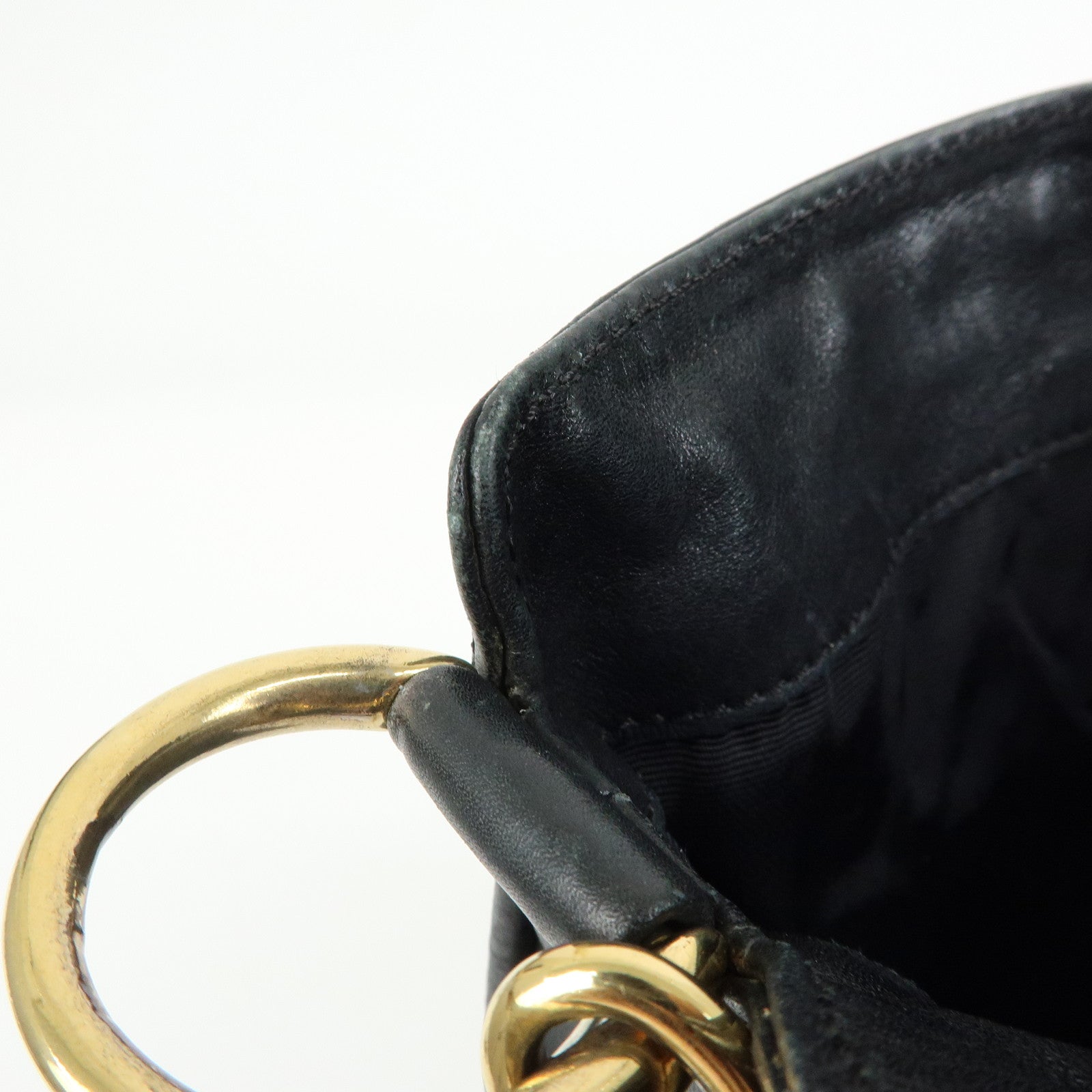 GUCCI Bamboo Leather 2Way Bag Tote Bag Black 001・2058・1638・0