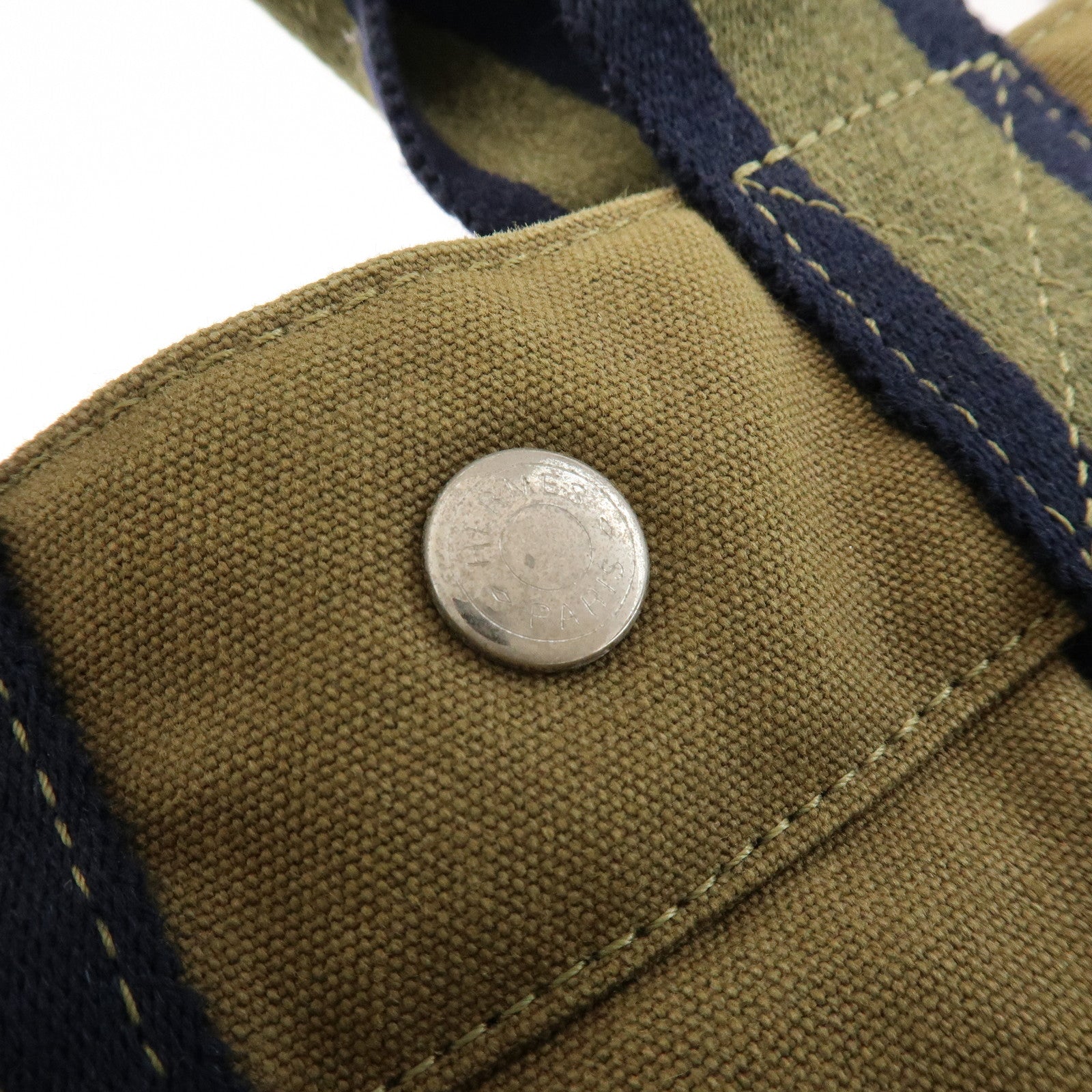 HERMES Canvas Fourre tout PM Hand Bag Tote Bag Khaki
