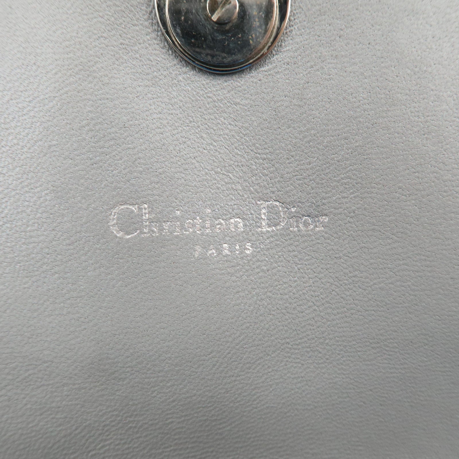 Christian Dior Leather Chain Shoulder Bag Light Blue 112-MA-0174