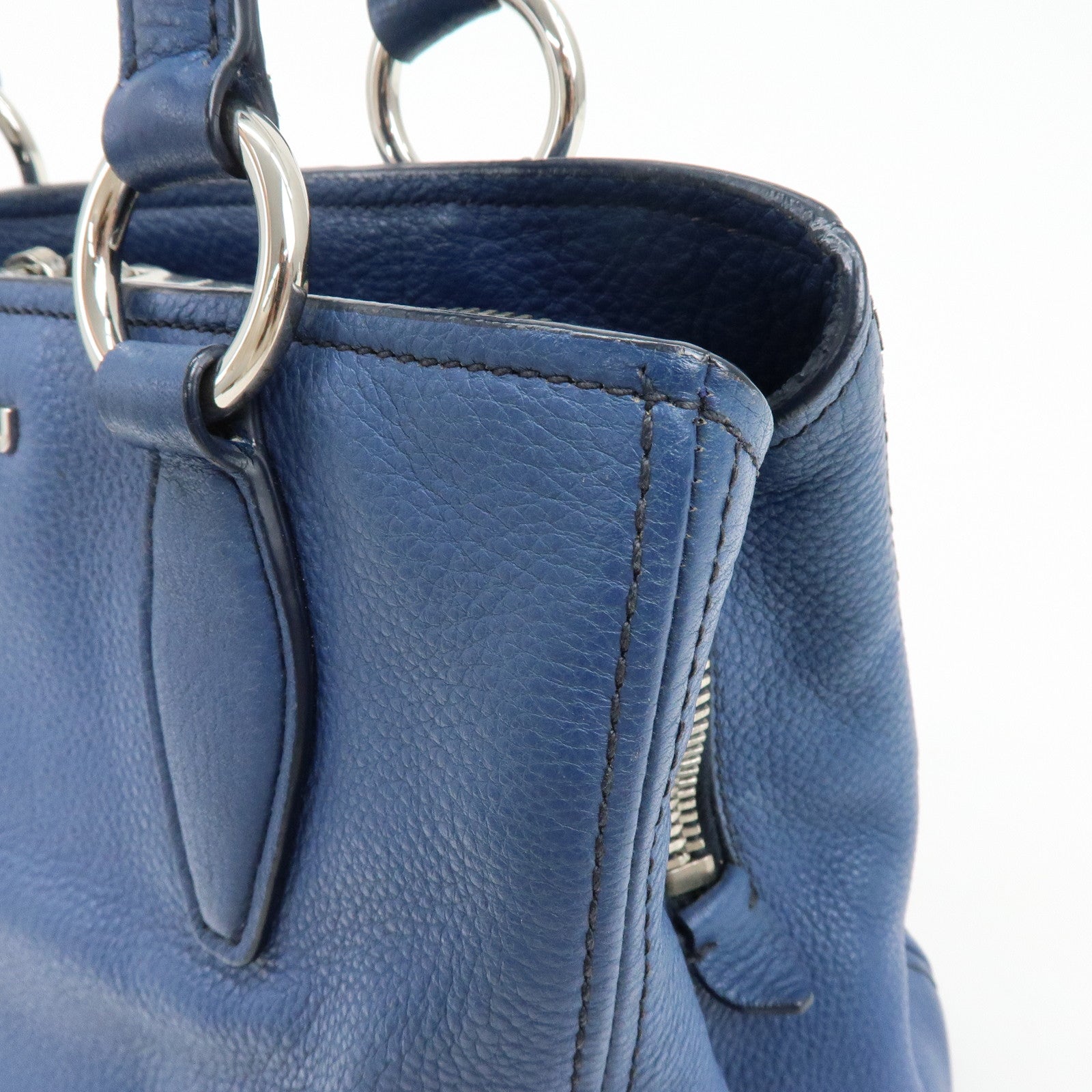 MIU MIU Madras Leather 2Way Bag Hand Bag Shoulder Bag Blue