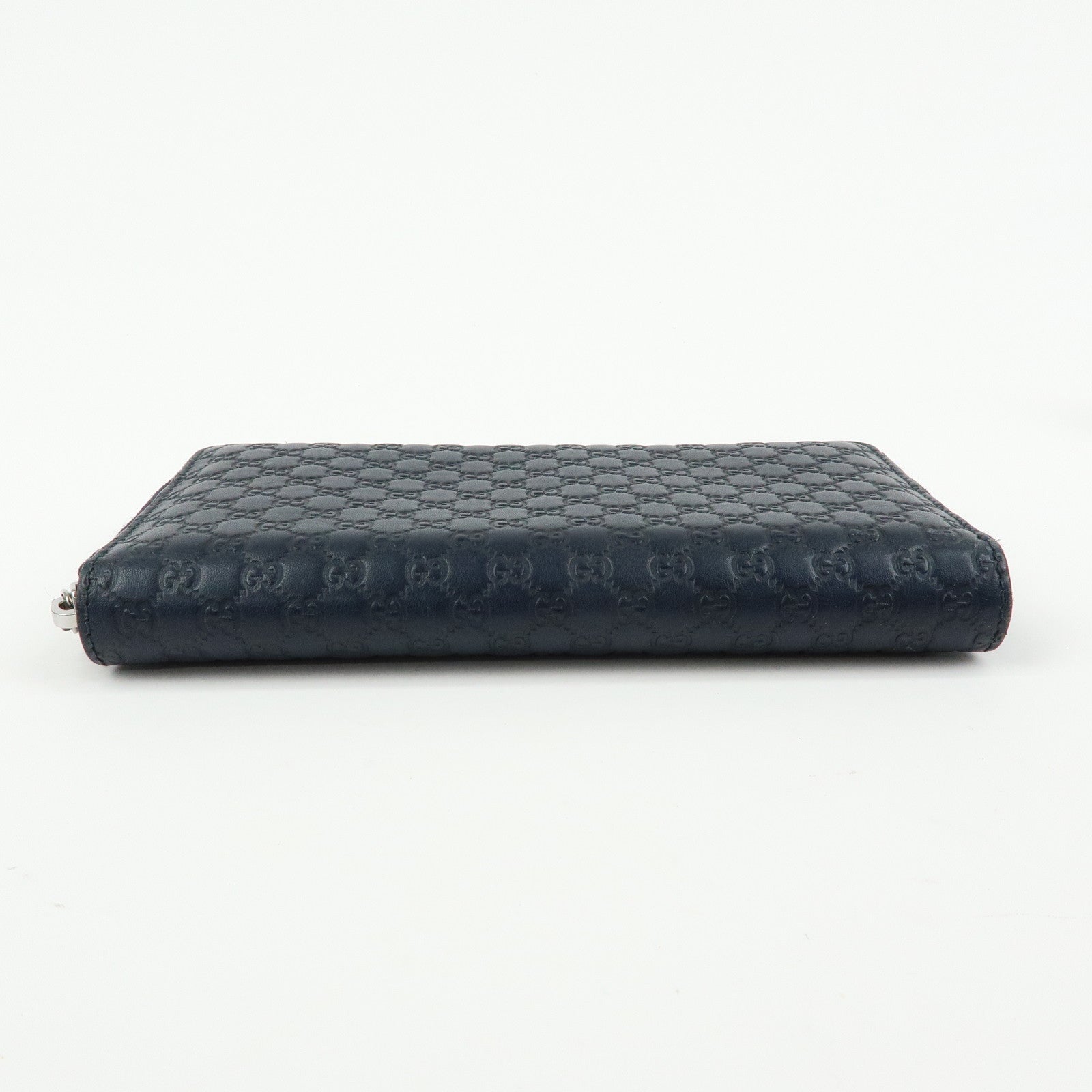 GUCCI Microguccissima Leather Round Zippy Long Wallet Navy 307987