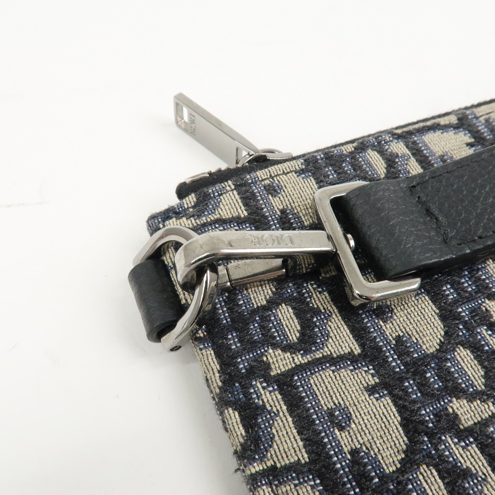 Christian Dior Oblique Canvas Clutch Bag Pouch Navy