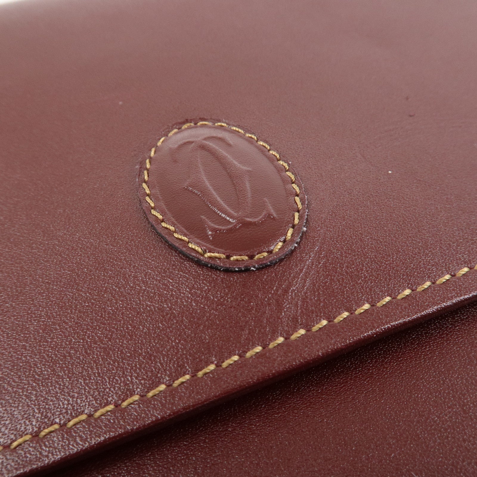 Cartier Logo Leather Clutch Bag Bordeaux