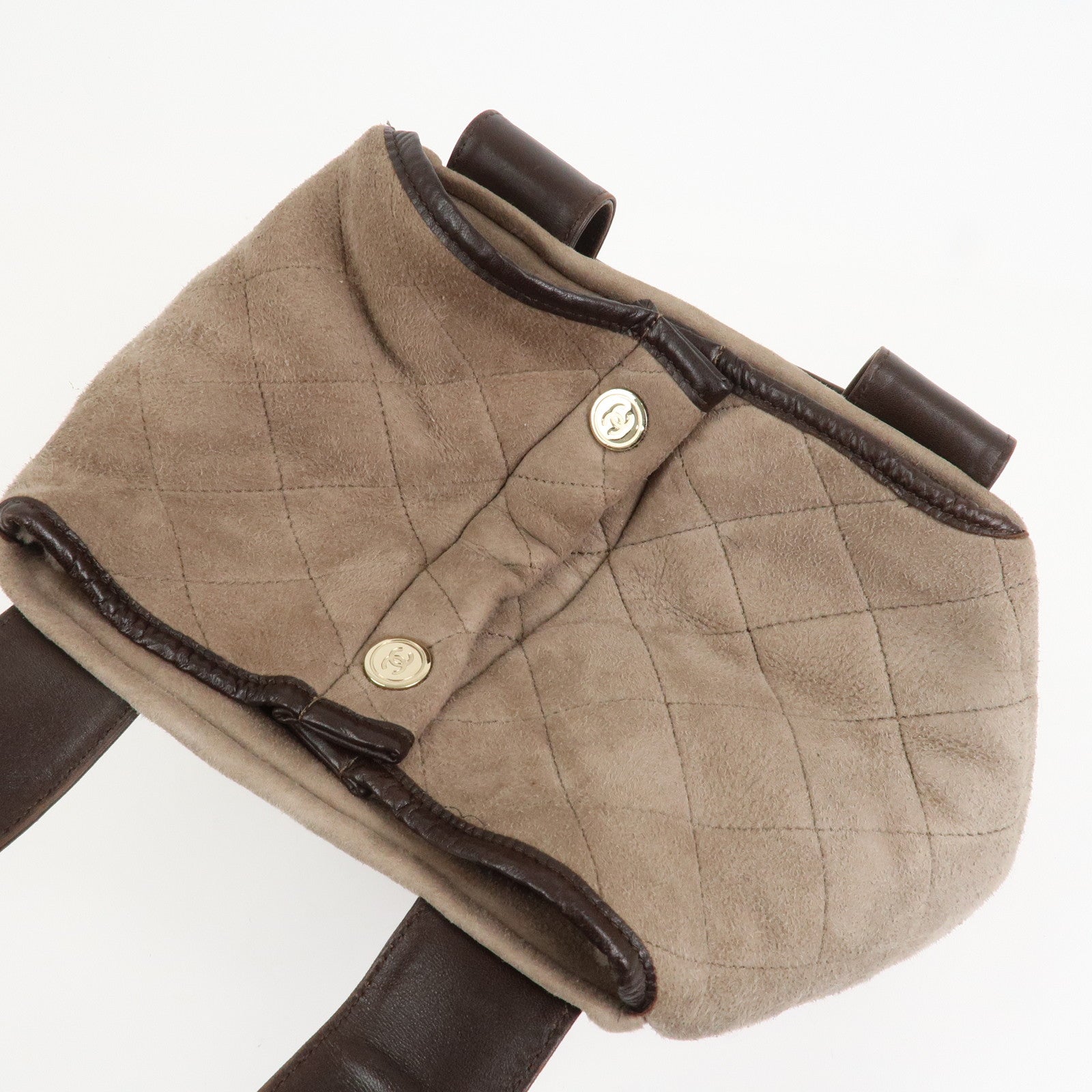 CHANEL COCO Mark Mouton Leather Hand Bag Tote Bag Brown