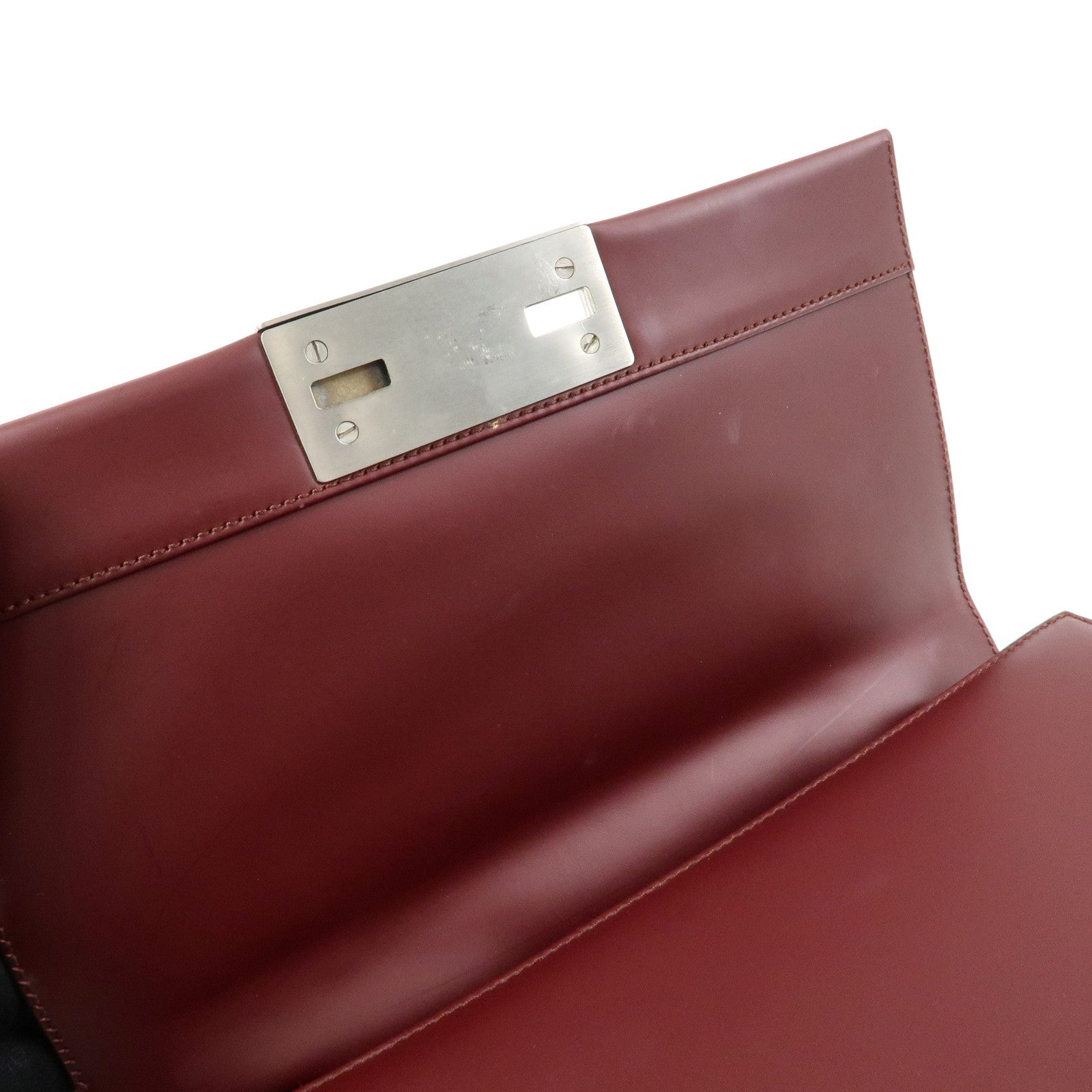 Ferragamo Gancini Leather 2Way Bag Hand Bag Shoulder Bag Bordeaux