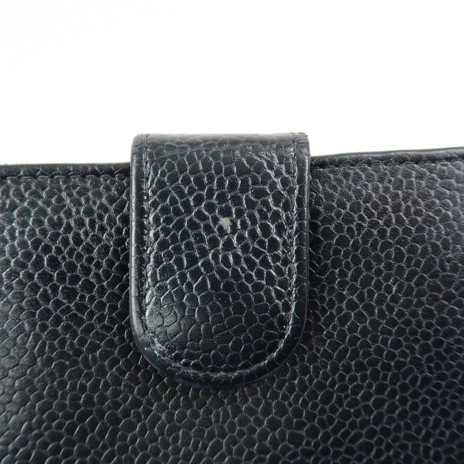 CHANEL COCO Mark Cavairskin Compact Wallet Black