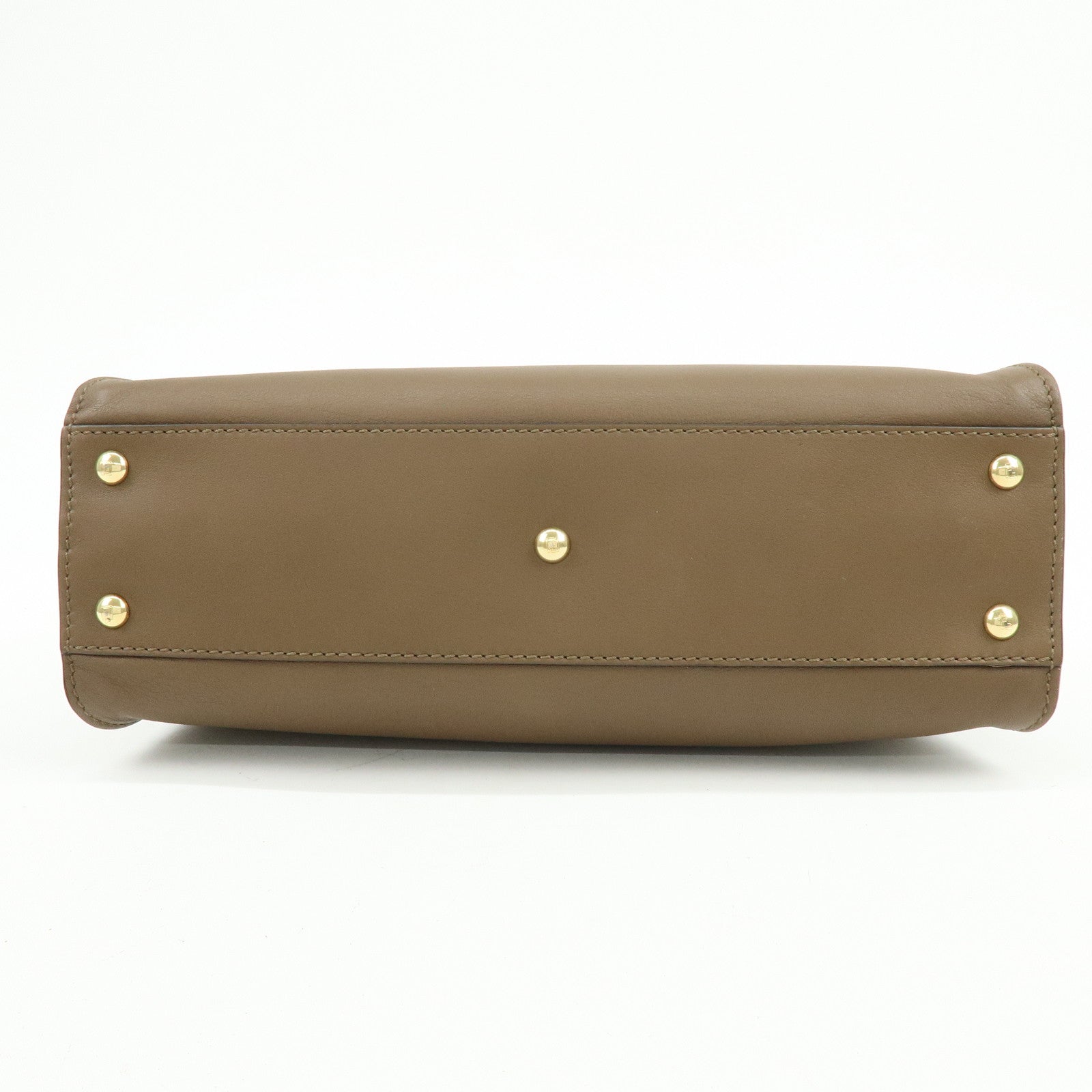FENDI Peekaboo Leather 2Way Bag Hand Shoulder Bag Brown 8BN290