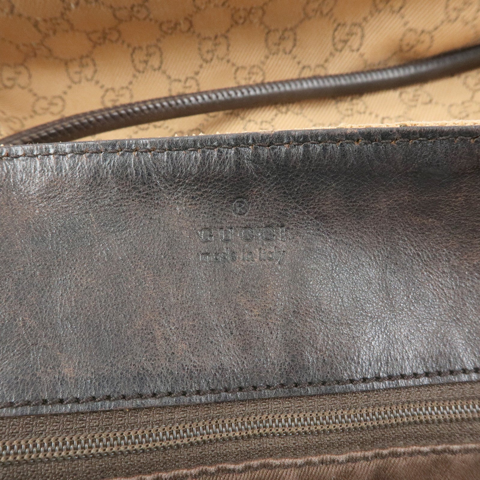 GUCCI GG Denim Leather Tote Bag Shoulder Bag Brown Beige 101340
