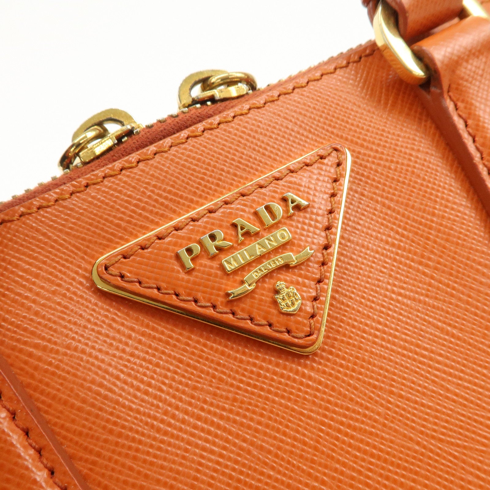 PRADA Saffiano Leather Promenade Small 2Way Hand Bag Orange BL0838