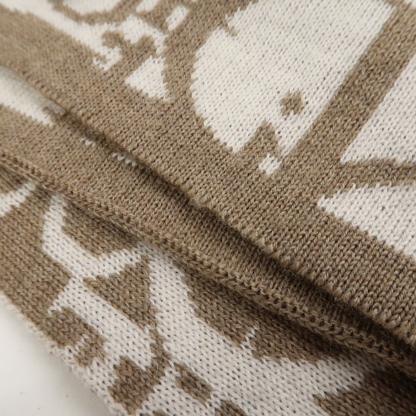 Christian Dior Trotter Wool 100% Scarf Shawl Brown