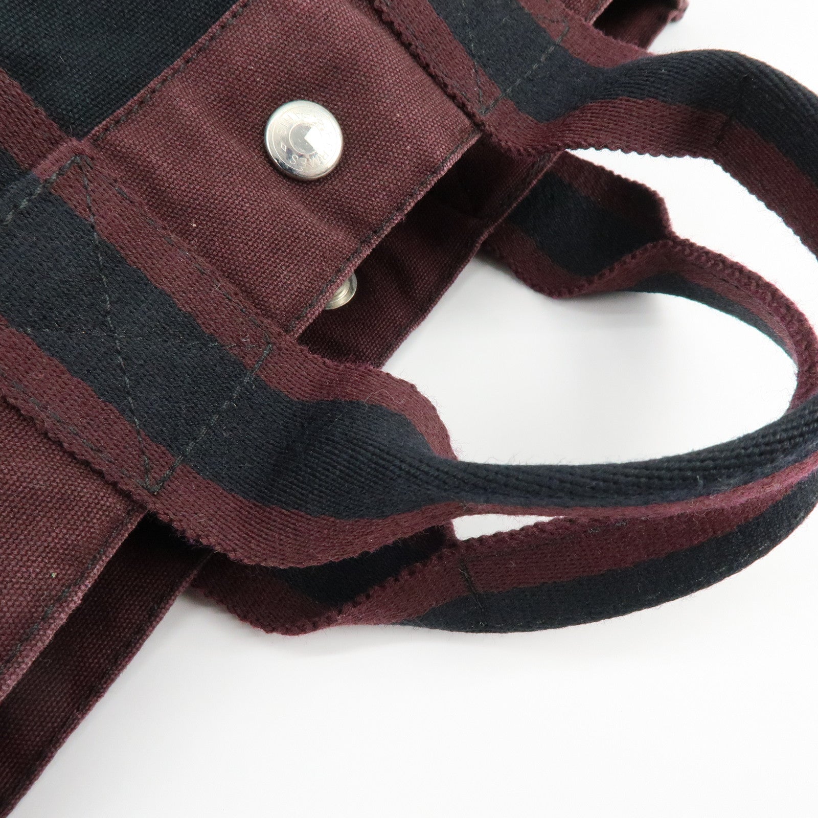 HERMES Fourre Tout PM Canvas Hand Bag Tote Bag Black Bordeaux