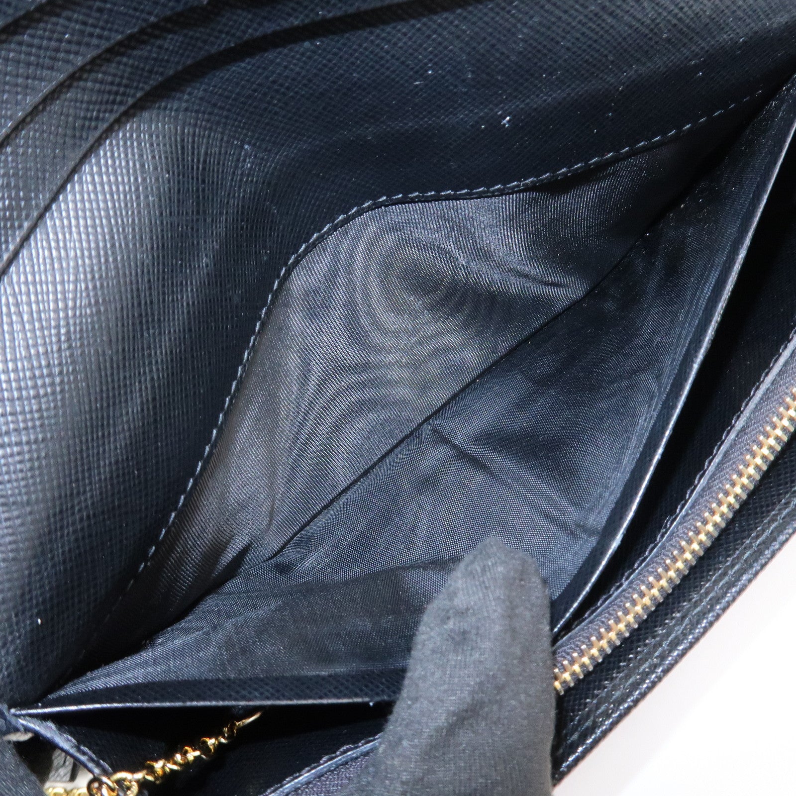 PRADA Logo Saffiano Leather Flap Bi-Fold Long Wallet Black 1MH132