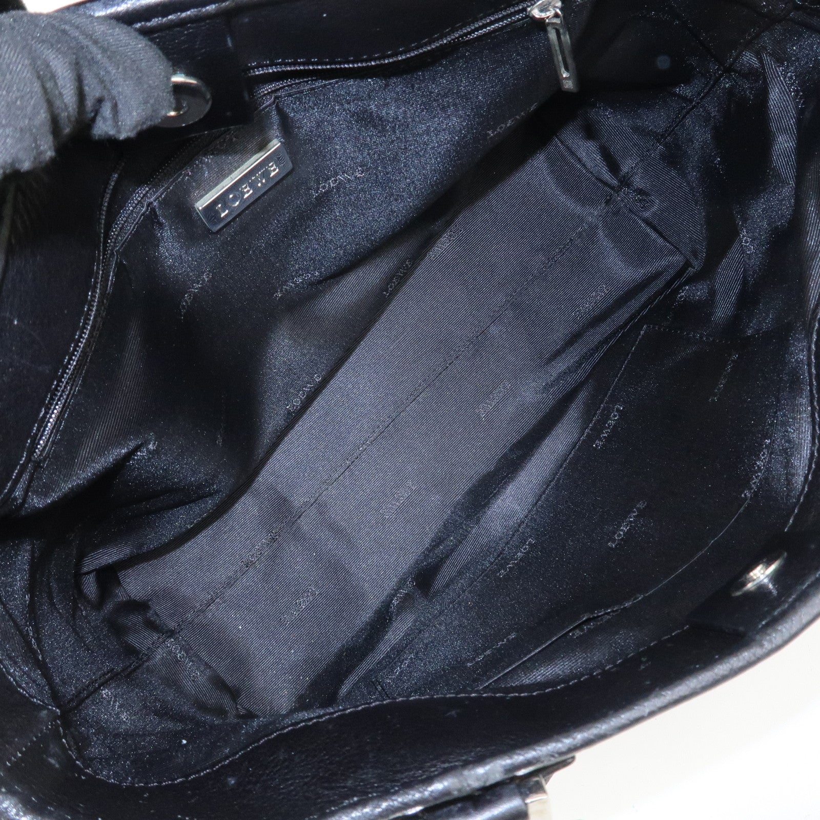 LOEWE Anagram Leather Tote Bag Hand Bag Black