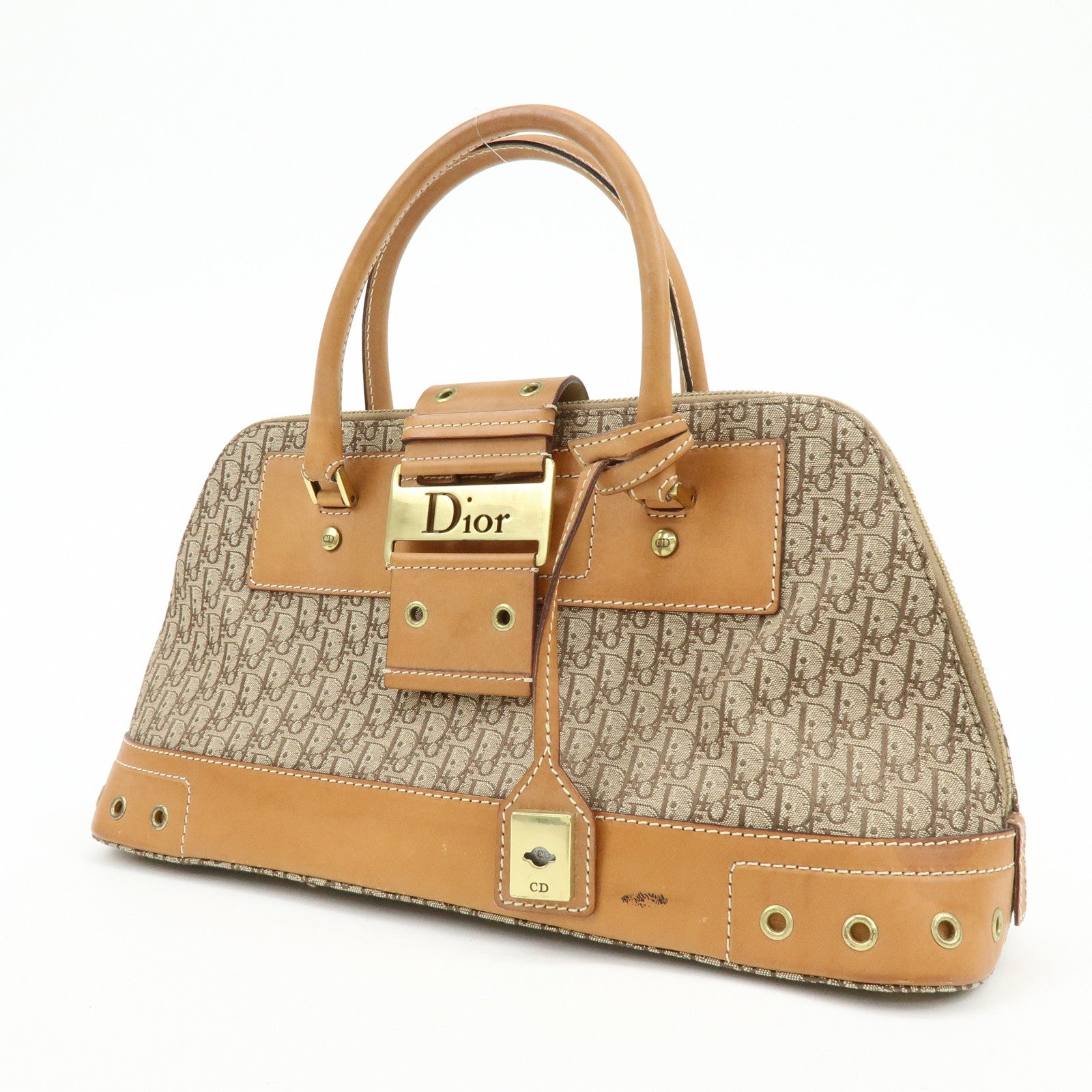 Christian Dior Trotter Street Chic Jacquard Canvas Leather Hand Bag