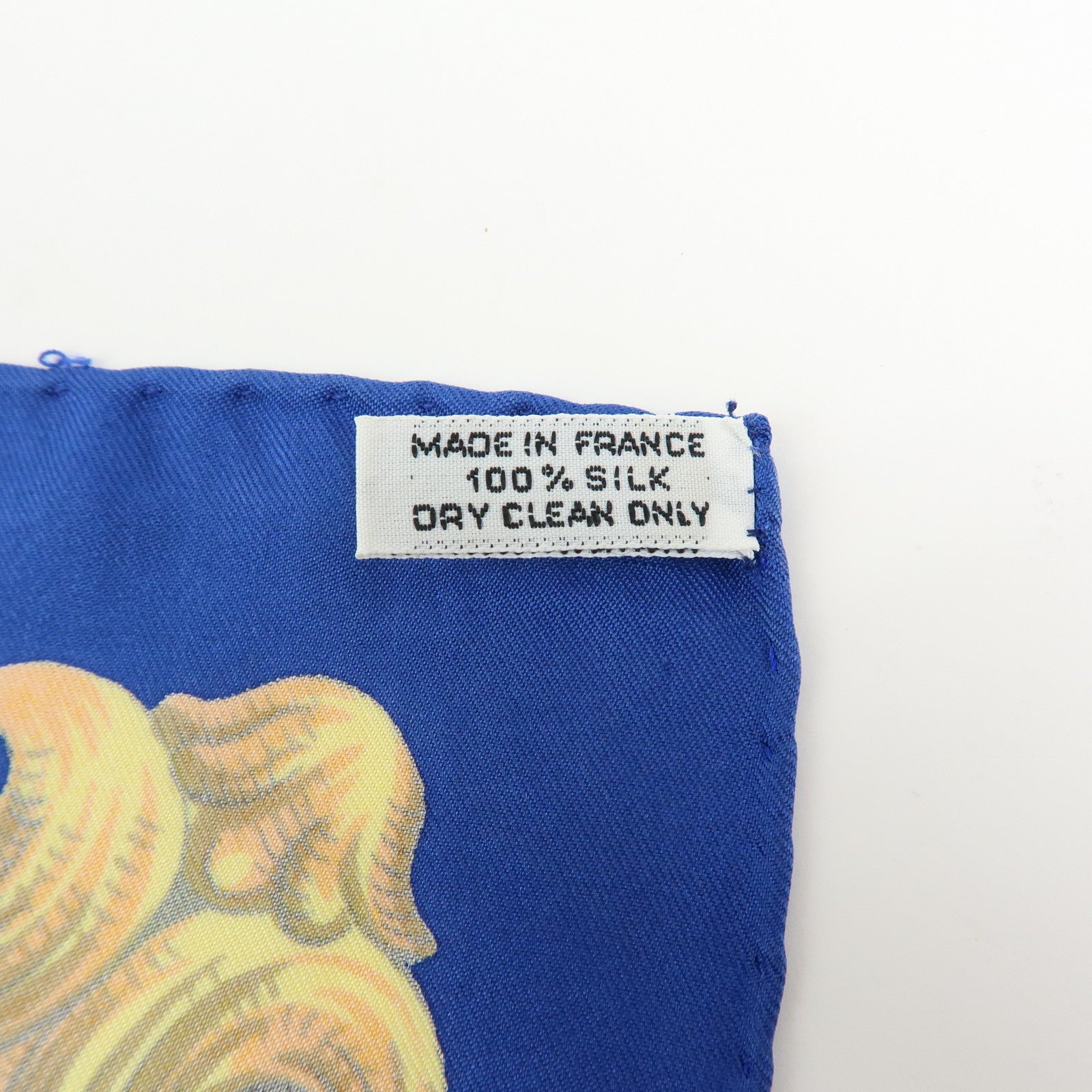 HERMES Carre 90 Silk 100% LVDOVICVS MAGNVS Scarf Blue Gold