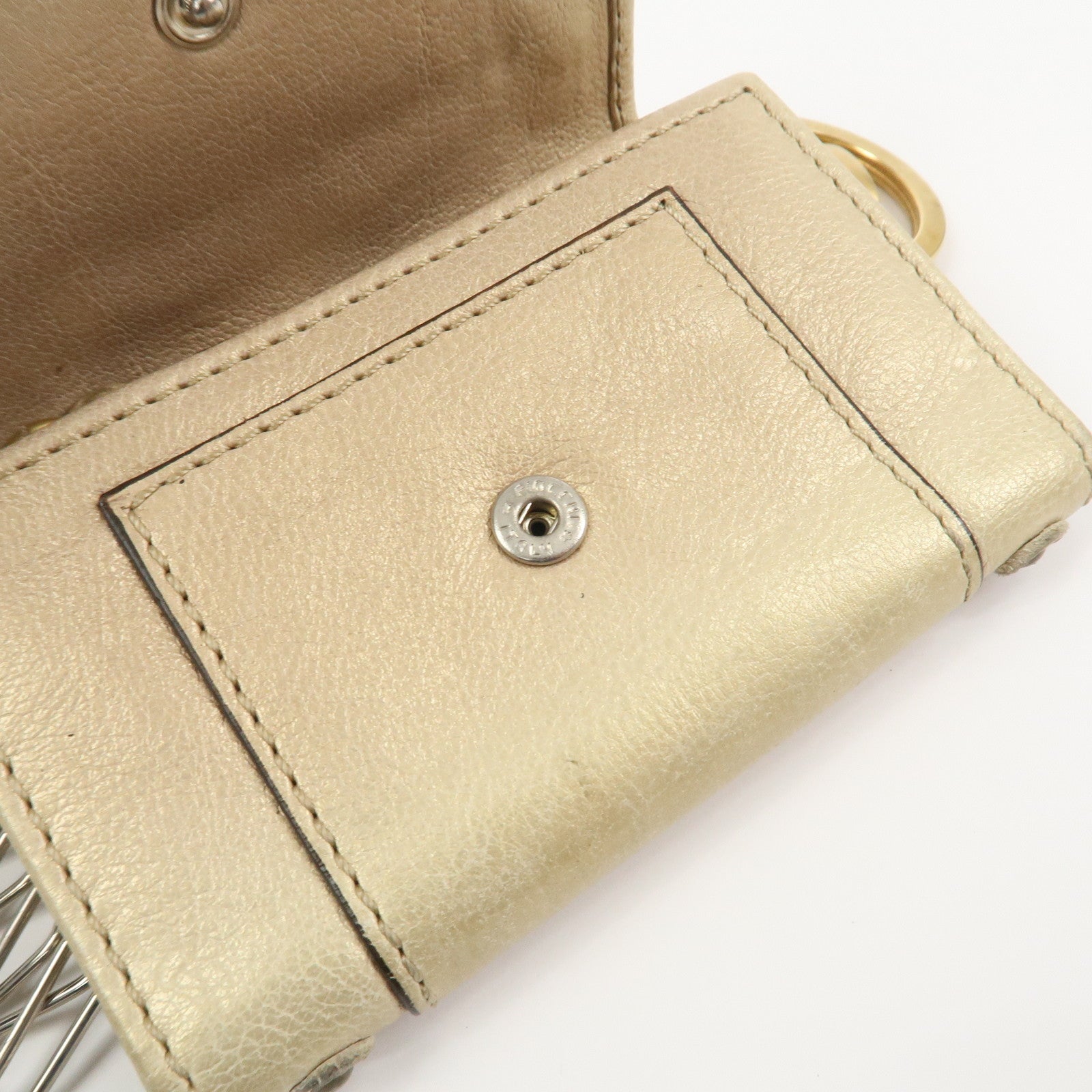 Chloe Padington Set of 2 Leather Long Wallet Key Case Gold Black